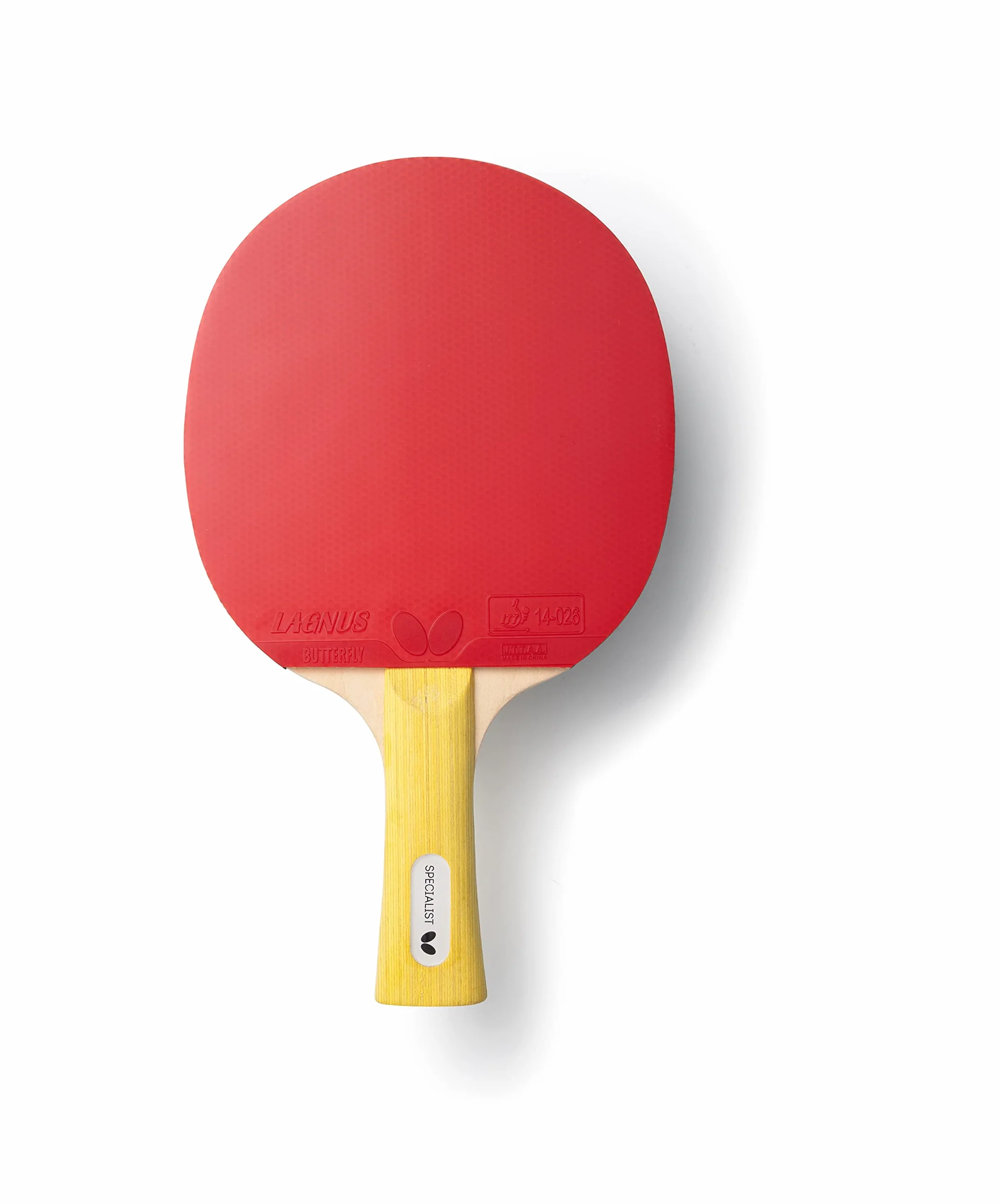 Raqueta de Tenis de Mesa BUTTERFLY Specialist | Raqueta de Tenis de Mesa Profesional para Jugadores avanzados y de competición | Gomas aprobadas por la ITTF Negro/Rojo | Superficie de Alto Agarre