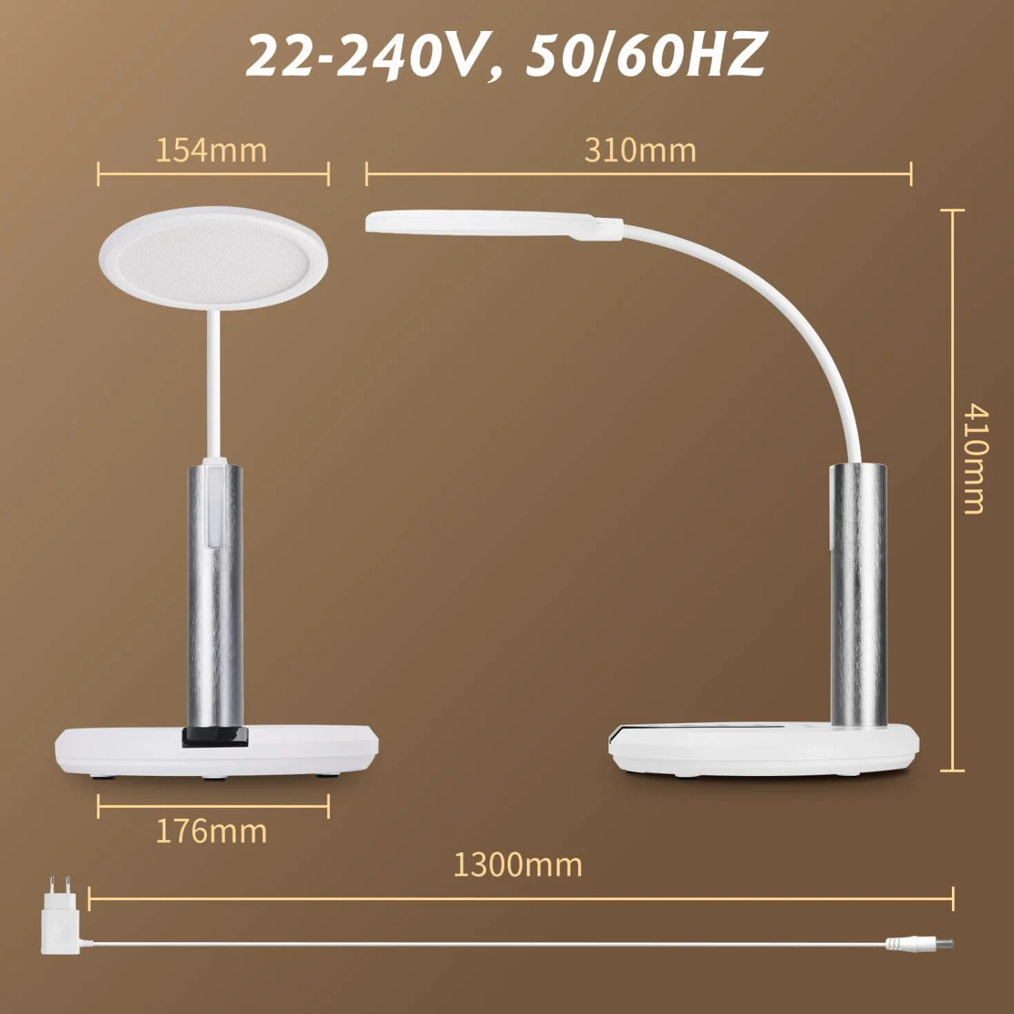 Aigostar Flexo Lampara Escritorio LED Ajuste Flexible 360° 3 Brillo Temperatura Color Memoria Blanco