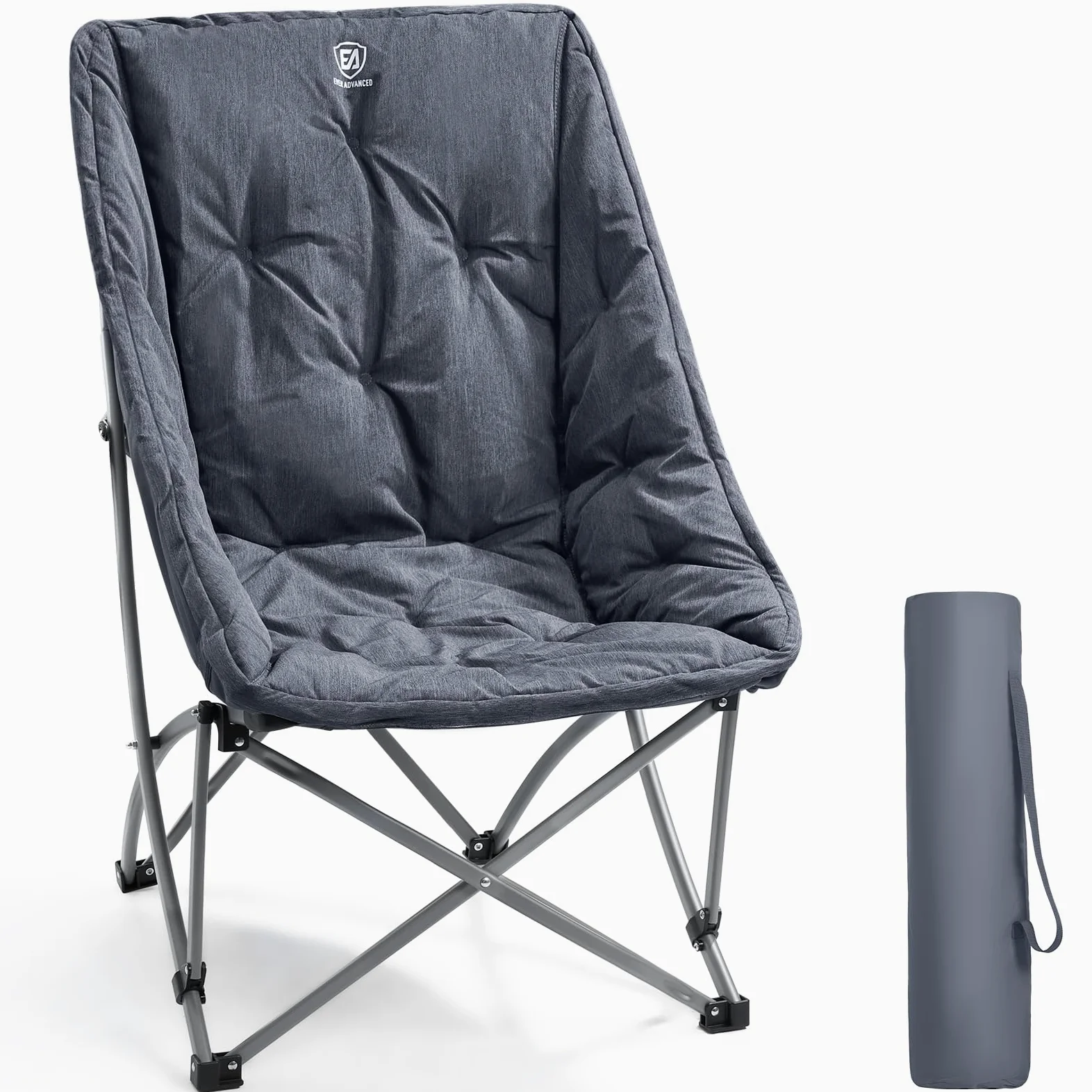 Ever Advanced Silla de Camping Plegable de Lujo, soporta 120 kg, Silla Plegable de 6 cm Acolchada, cómoda Respaldo Extra Alto, Silla Plegable portátil para Camping, jardín, balcón, Interior