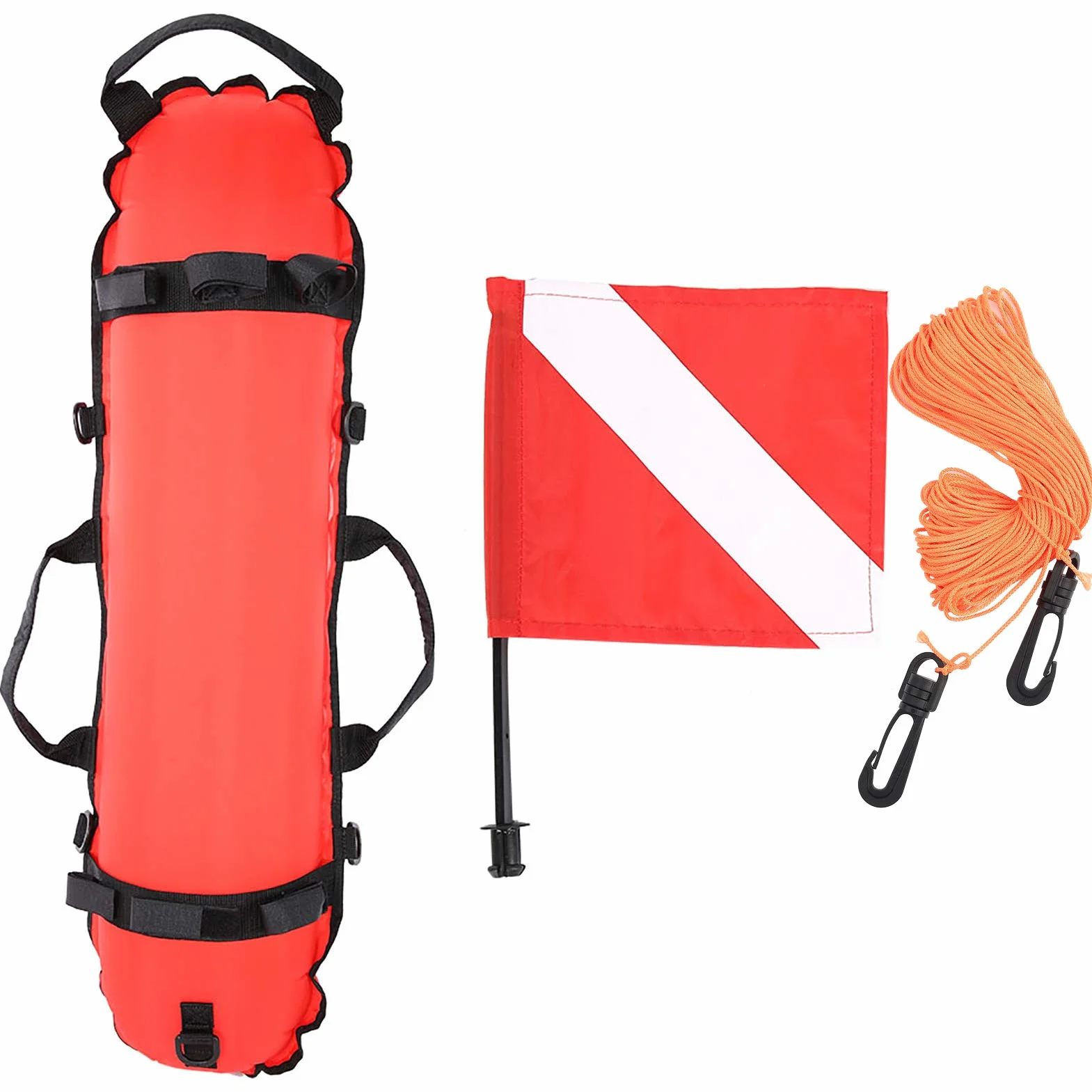 Bandera de Buceo, Bandera de Buceo Flotador de Buceo Inflación Torpedo Boyo Signal Float Ball & Flag Float Float Torpedo Float para Buceo, Snorkel y Natación