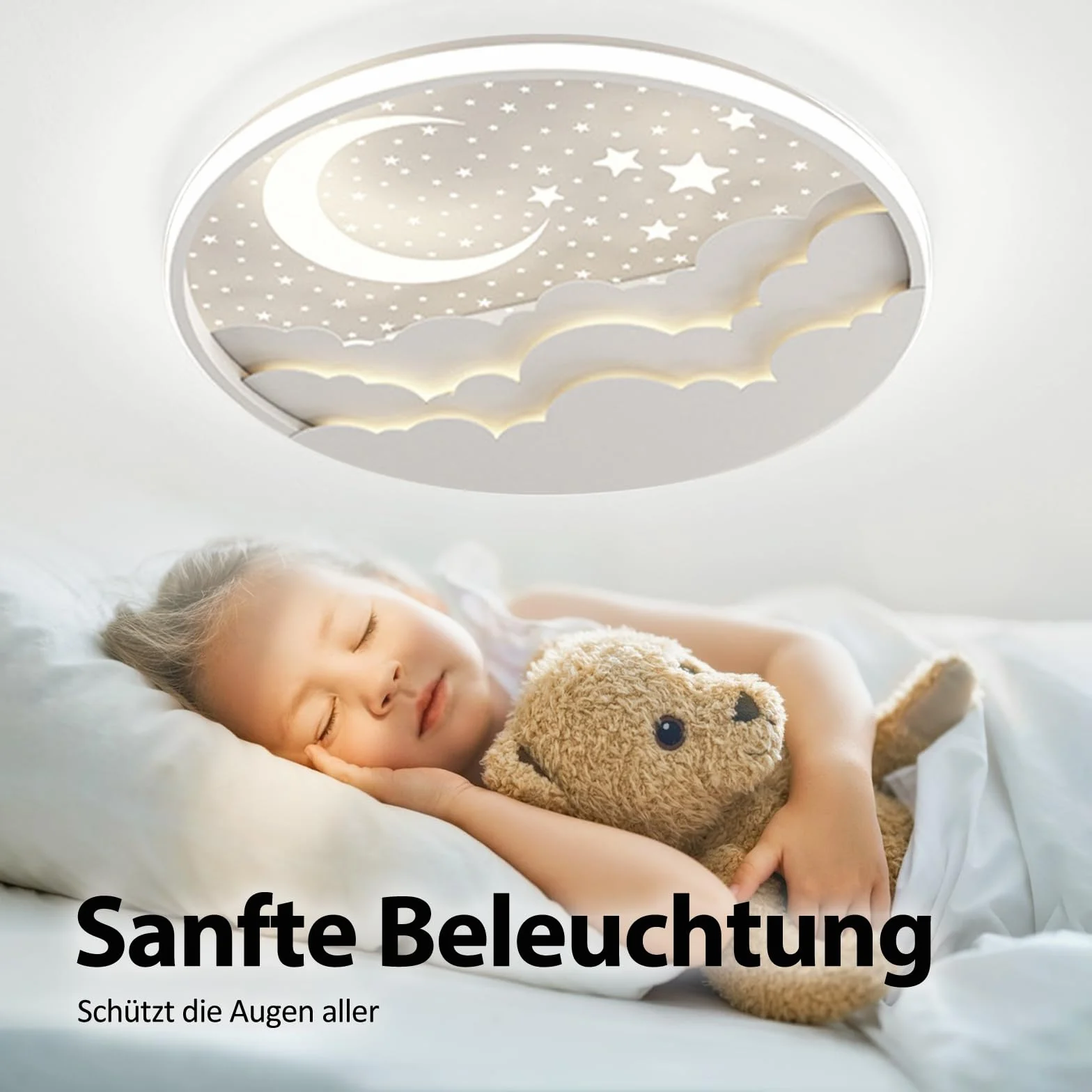 Lámpara de Techo LED Regulable Infantil Estrella Luna con Control Remoto Blanco