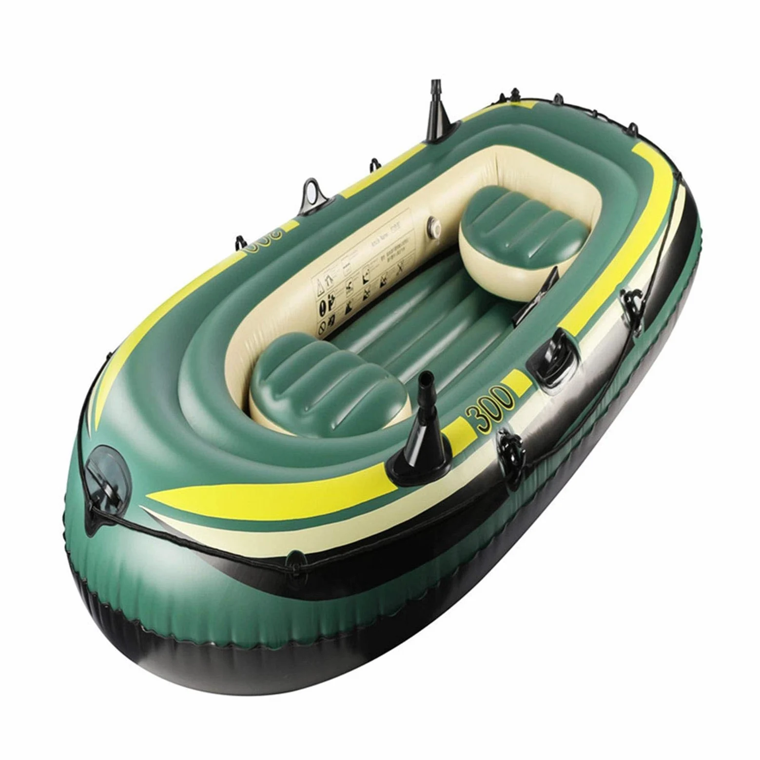 Kit de kayak – Barco de pesca inflable, serie de botes inflables de PVC resistente, para 2/3 personas, flotador inflable para barcos de piscina para pesca, exploración marítima, río y mar