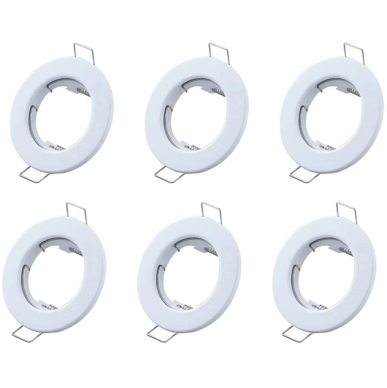 Juego de 6 marcos de luces empotrables LED/halógeno GU10 MR16 PAR16 50 mm blanco
