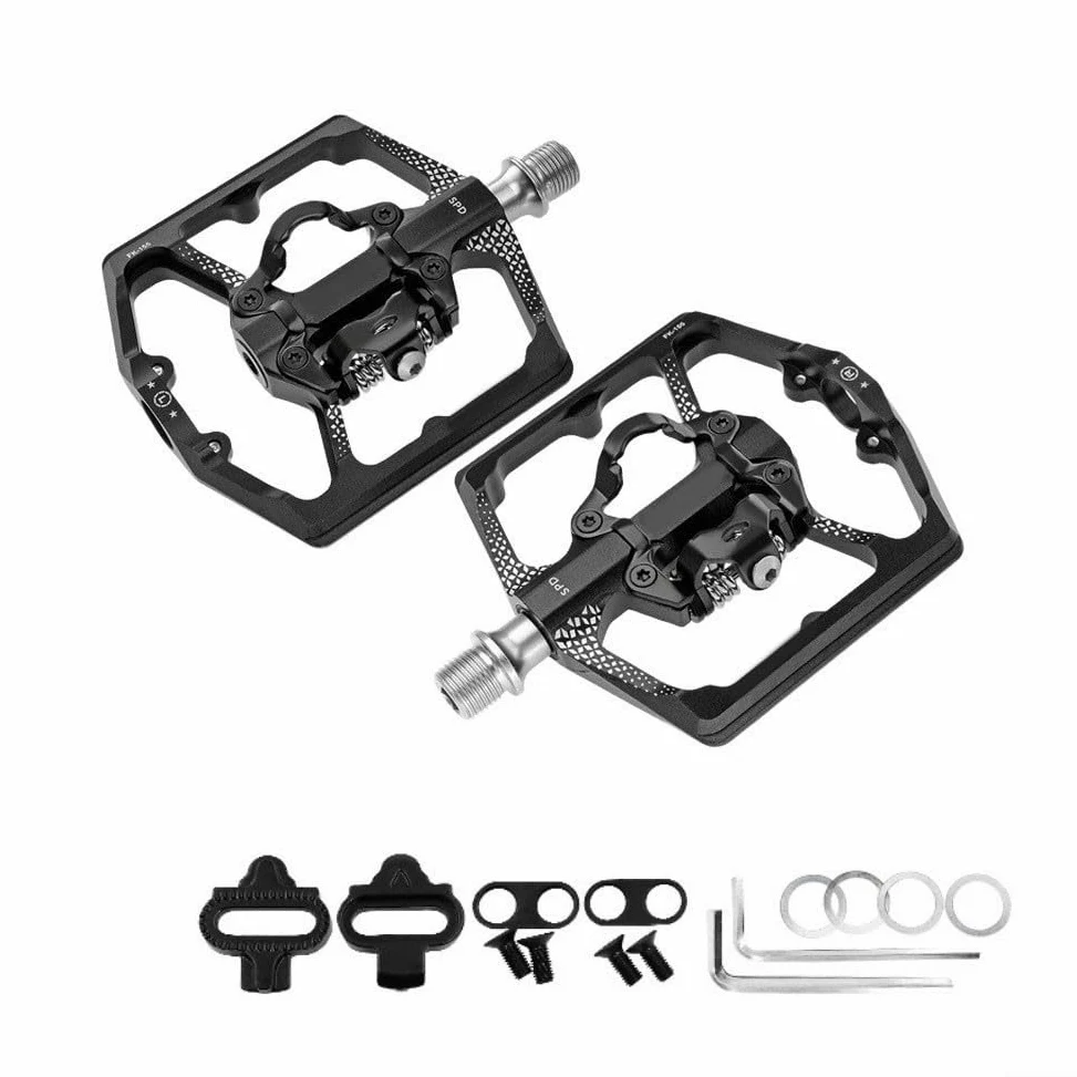 Pedales de bicicleta de aleación de aluminio de doble función con plataforma plana y sin clip, pedales antideslizantes para bicicleta de montaña, para ciclismo todoterreno y de ciudad