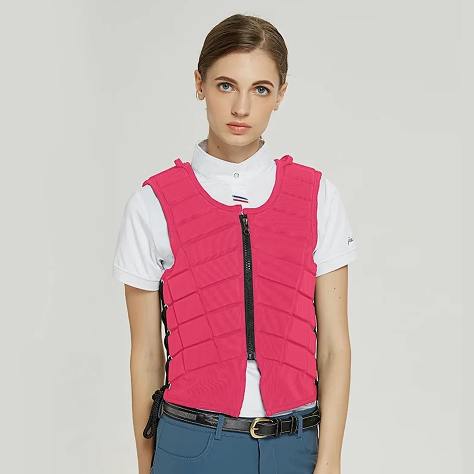 Chaleco de equitación Chaleco protector for equitación, equipo de equitación, ropa de caballero for adultos y niños, ligero y transpirable for todas las estaciones. para montar a caballo(Pink,M)