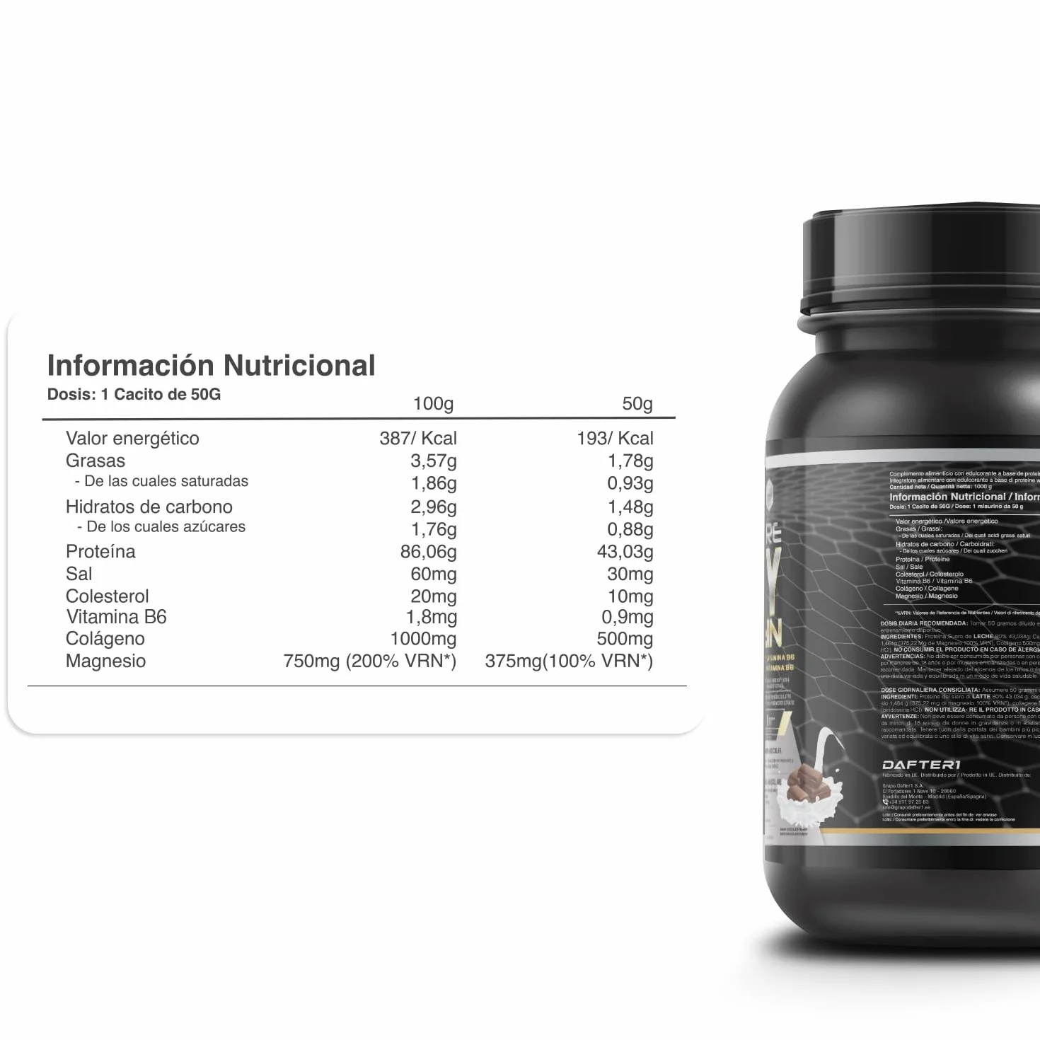 Healthy Fusion Whey Protein 1000g Proteína Whey Pura con Colágeno y Magnesio Chocolate