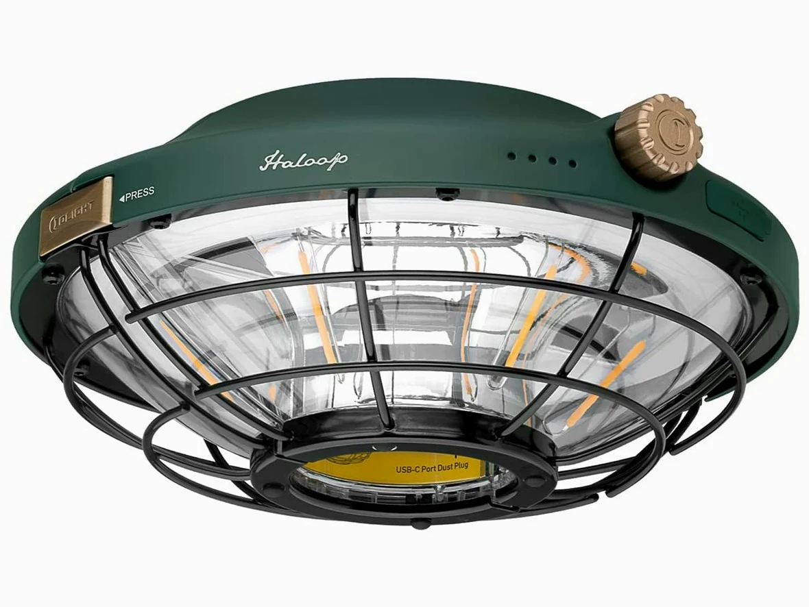 OLIGHT Haloop, Lámpara recargable para jardines y camping, Luz LED 360º (VERDE FORESTAL)