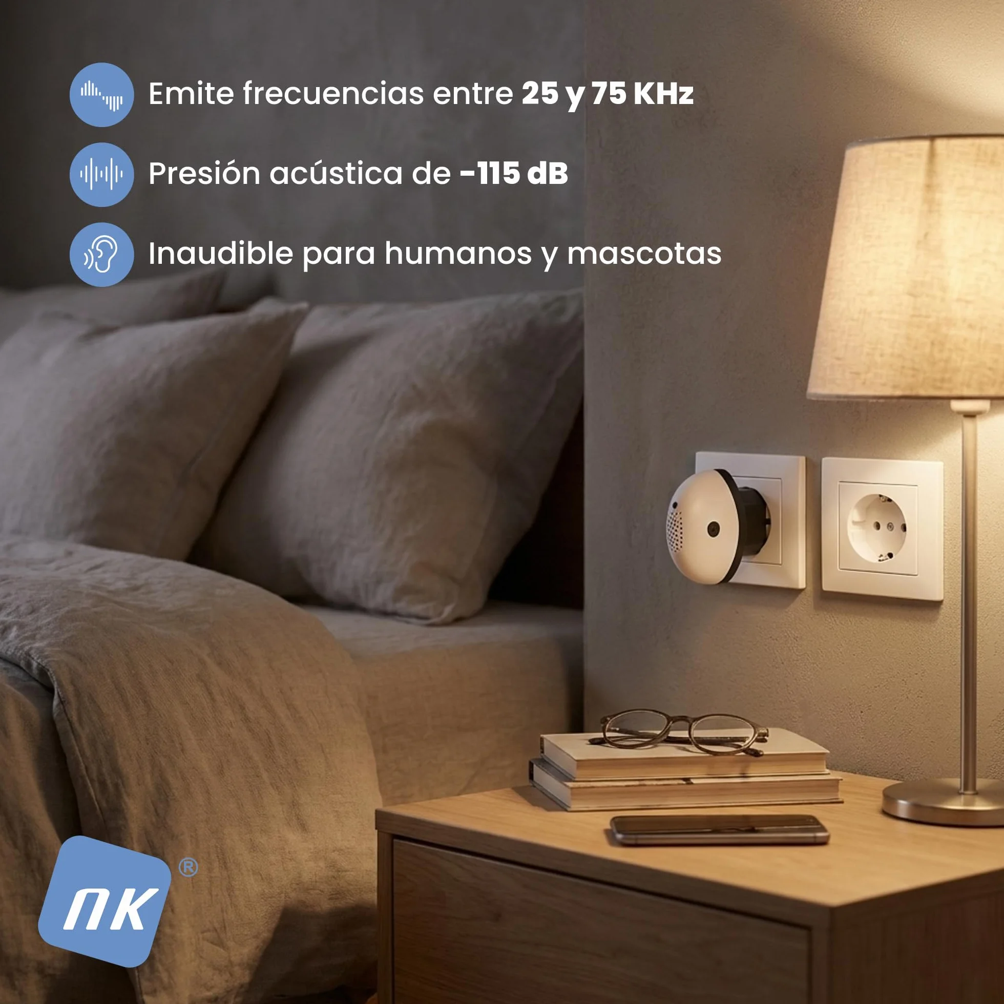 Repelente Ultrasónico Antimosquitos Electrónico 150 m² Blanco Negro