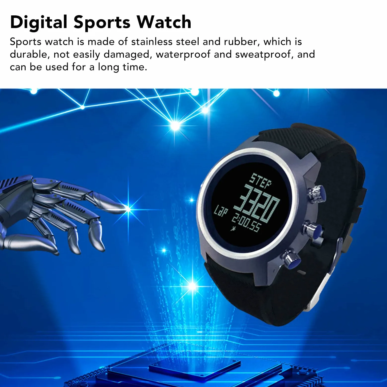 Reloj Deportivo Multifuncional Eléctrico Pantalla Táctil para Buceo Impermeable Actividades Al Aire Acero Inoxidable 1 Unidad (Negra)