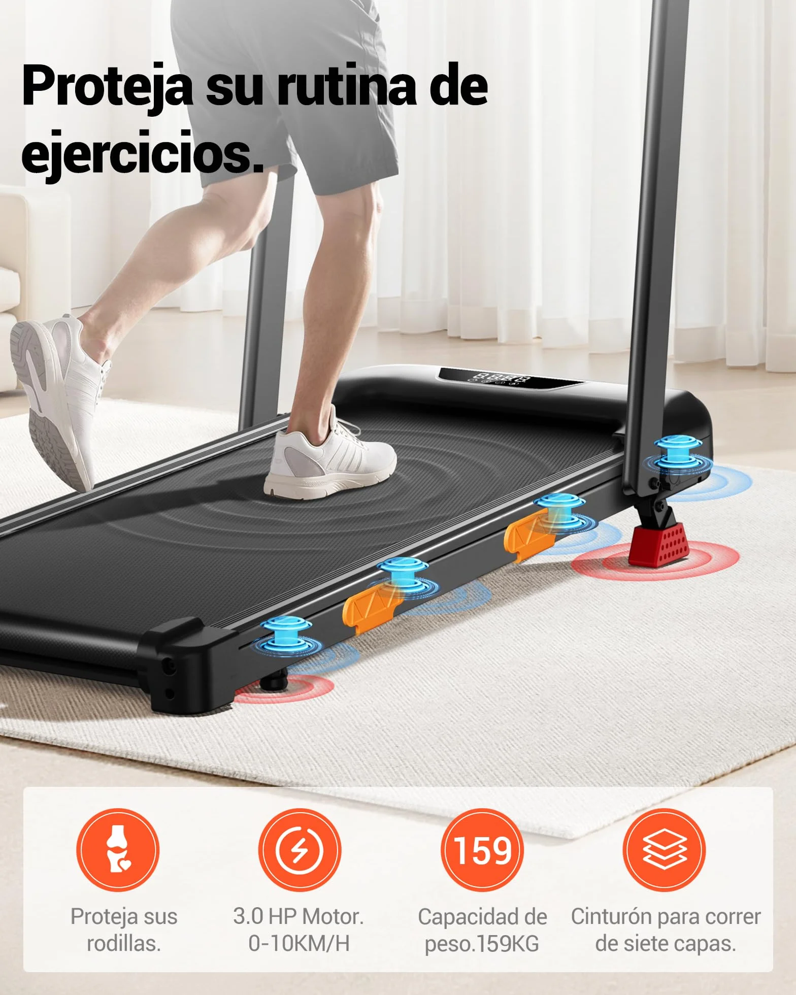 UMAY Cinta de Correr Plegable con Inclinación, Walking Pad,Amortiguación y Motor Silencioso de 3.0HP Cinta de Andar Plegable, 159 KG