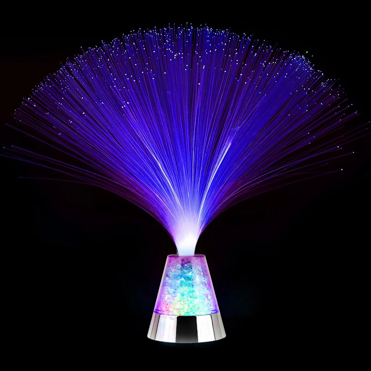 Lámpara de fibra óptica cambiante base de cristal 33,02 cm incluye pilas