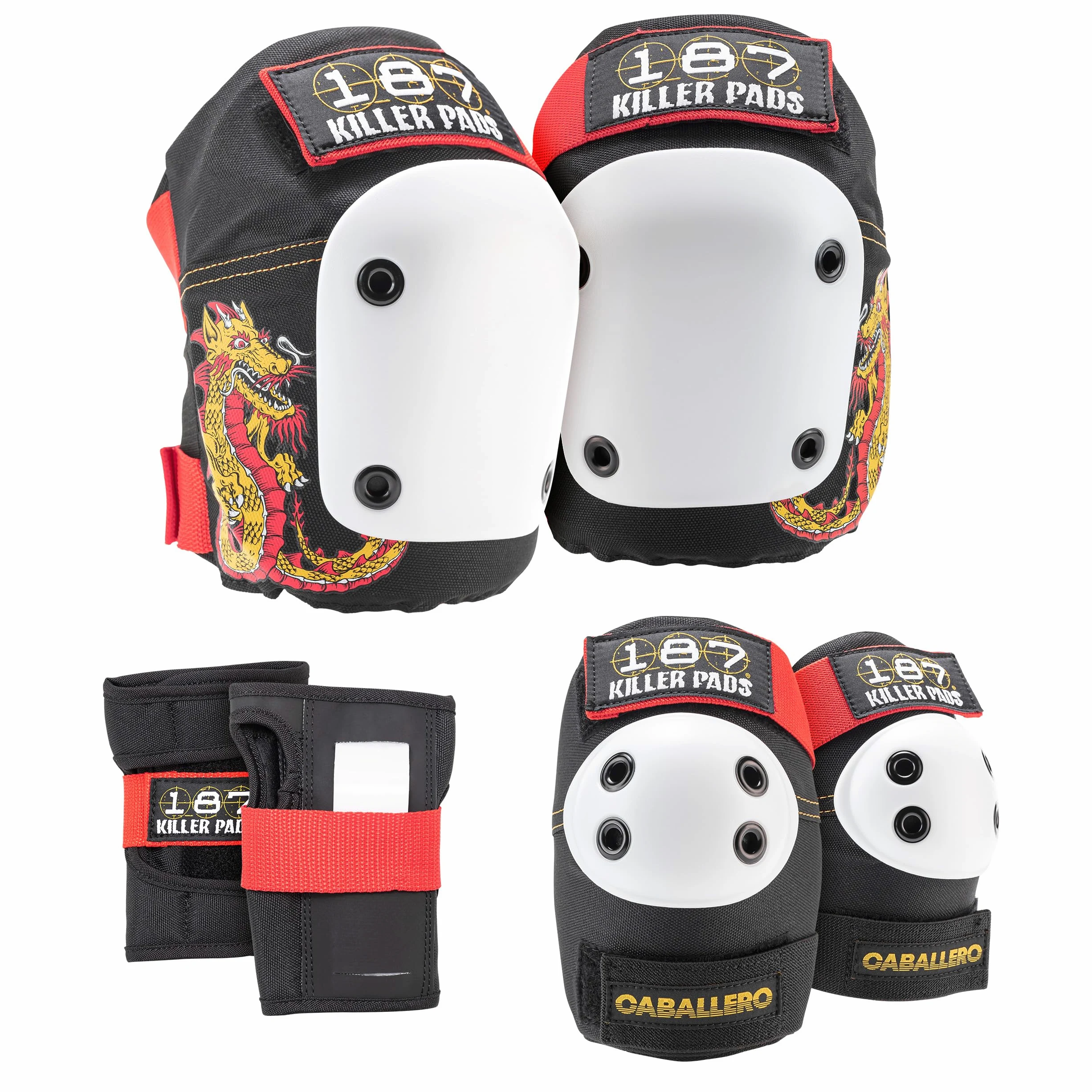 187 Killer Pads Juego de Seis Almohadillas, Coderas, Rodilleras y muñequeras – Ideal para Patinaje, Patinaje sobre Ruedas y Patinaje en línea