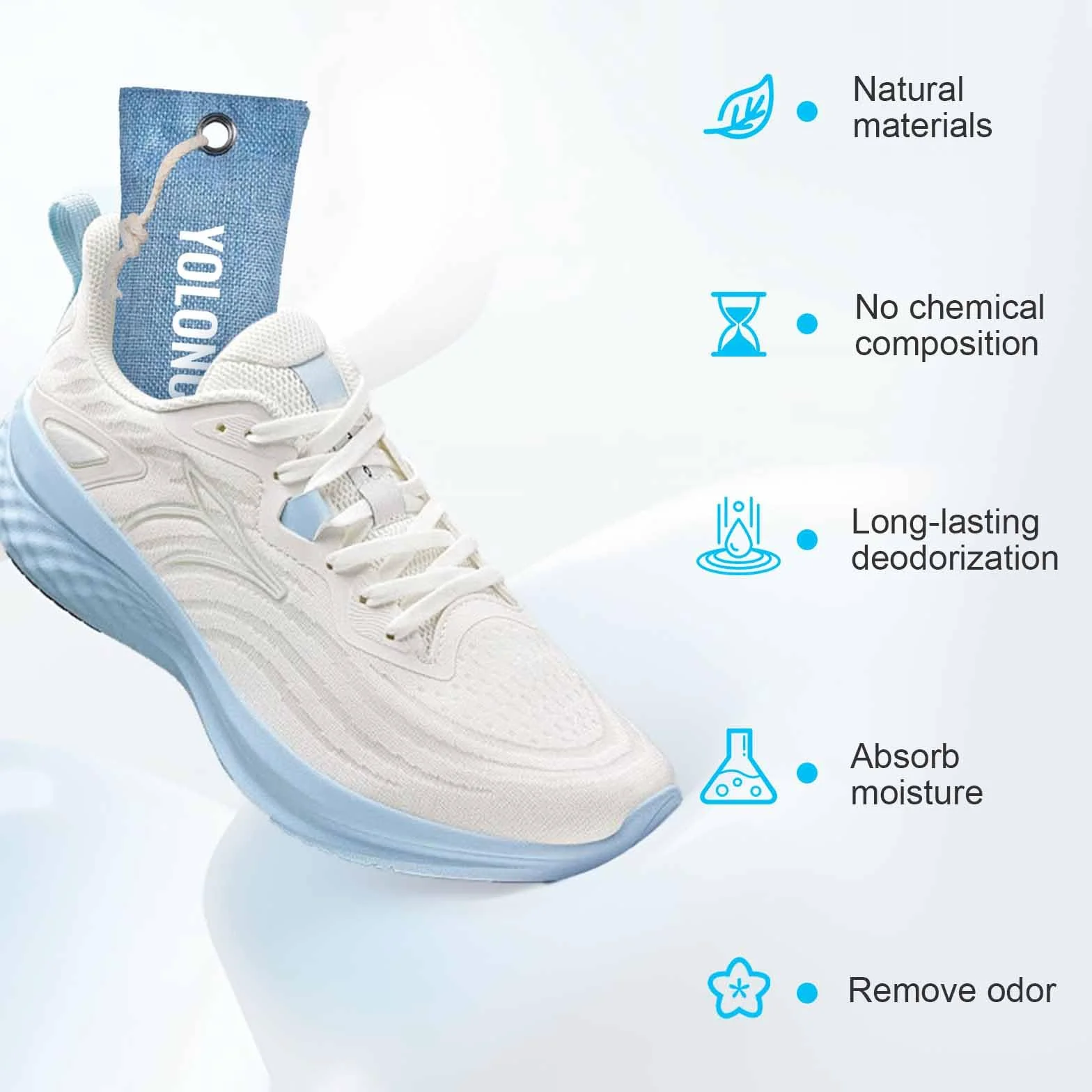 Eliminador de Olores para Zapatos, Bolsa Purificadora de Aire, Desodorante de Zapatos con Carbón Activado (Azul)