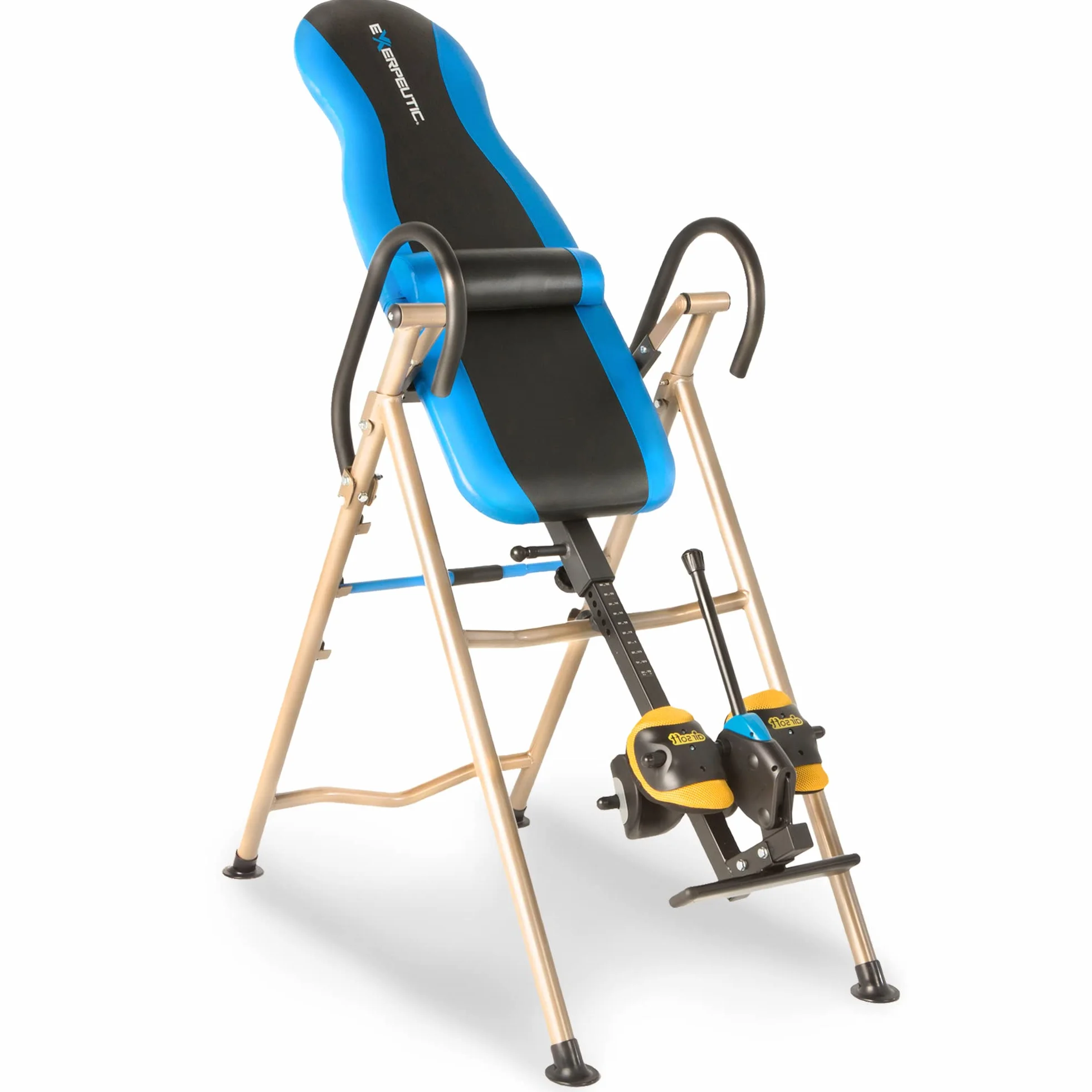 EXERPEUTIC - Mesa de inversión con Soportes de Tobillo Airsoft SIN Pinch, Sistema de trinquete de Seguridad SURELOCK y Soporte Lumbar