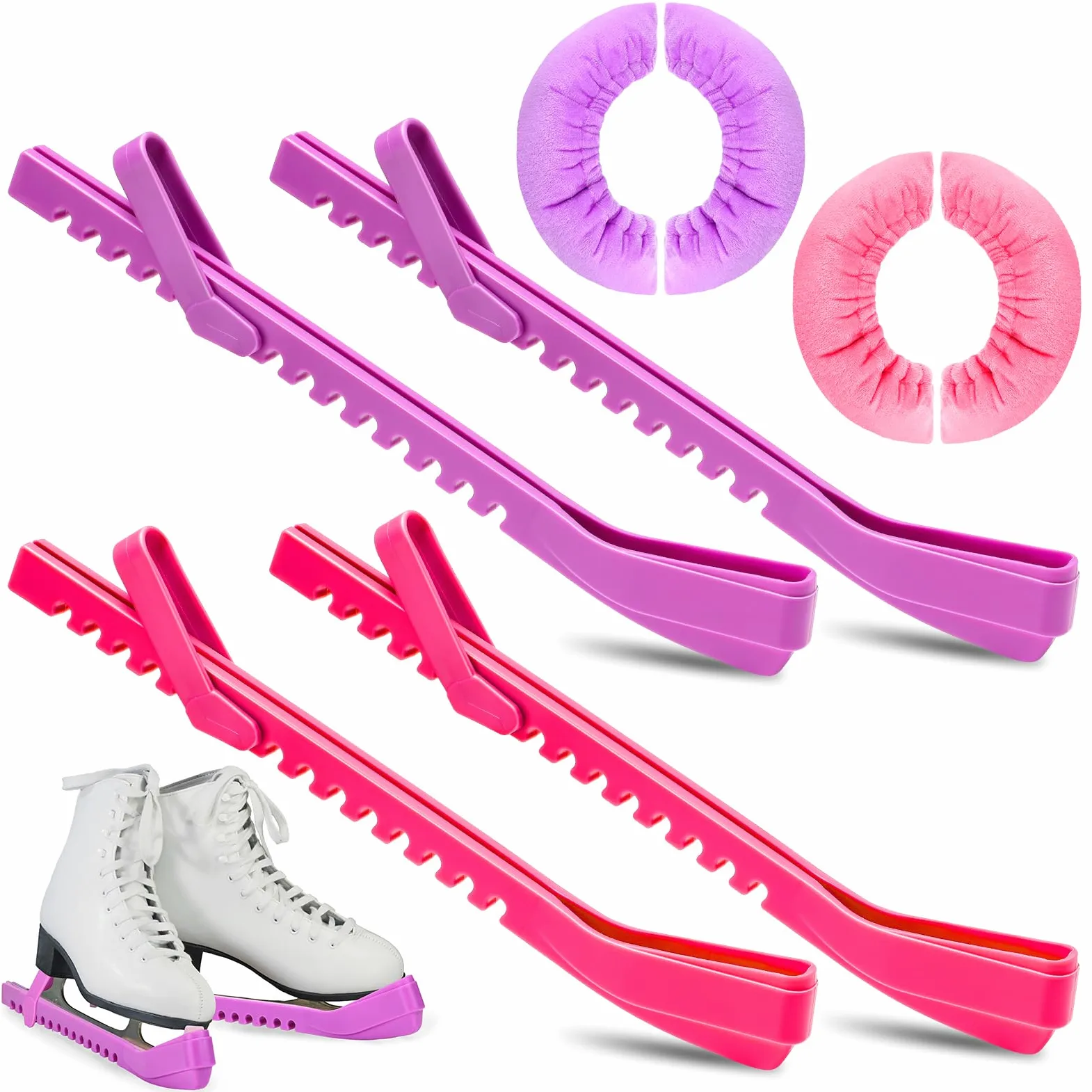 VioraWhite El kit de 4 pares de protectores de patinaje sobre hielo incluye 2 pares de protectores de patinaje sobre hielo y 2 pares de fundas para cuchillas de patinaje, accesorios de patinaje sobre