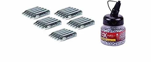 Pack 25 bombonas CO2 12gr. Gamo + 1 Biberón de 1.500 Bolas BB´s. para Pistolas y Carabinas