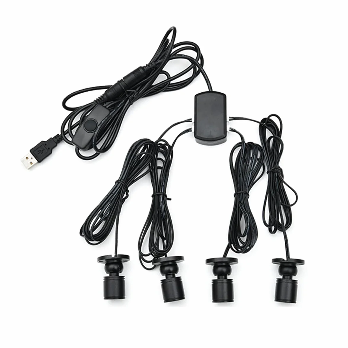 Mini Foco LED Regulable USB 5V para Exhibición de Joyería, Luz Cálida 3000K, 1 Paleta 4 Luces