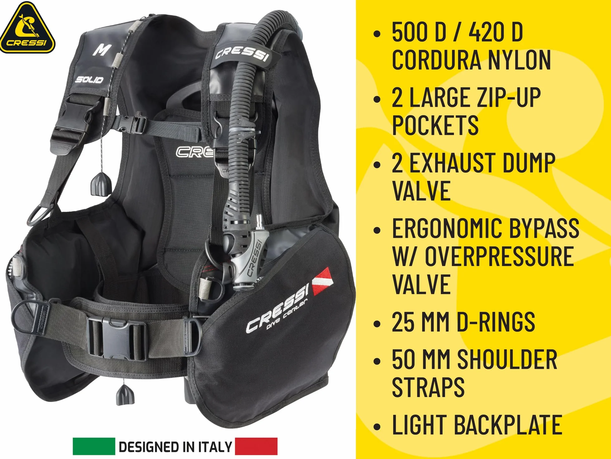 Cressi Solid Bcd Dive Center Edition Chaleco de Buceo, Negro, Unisex