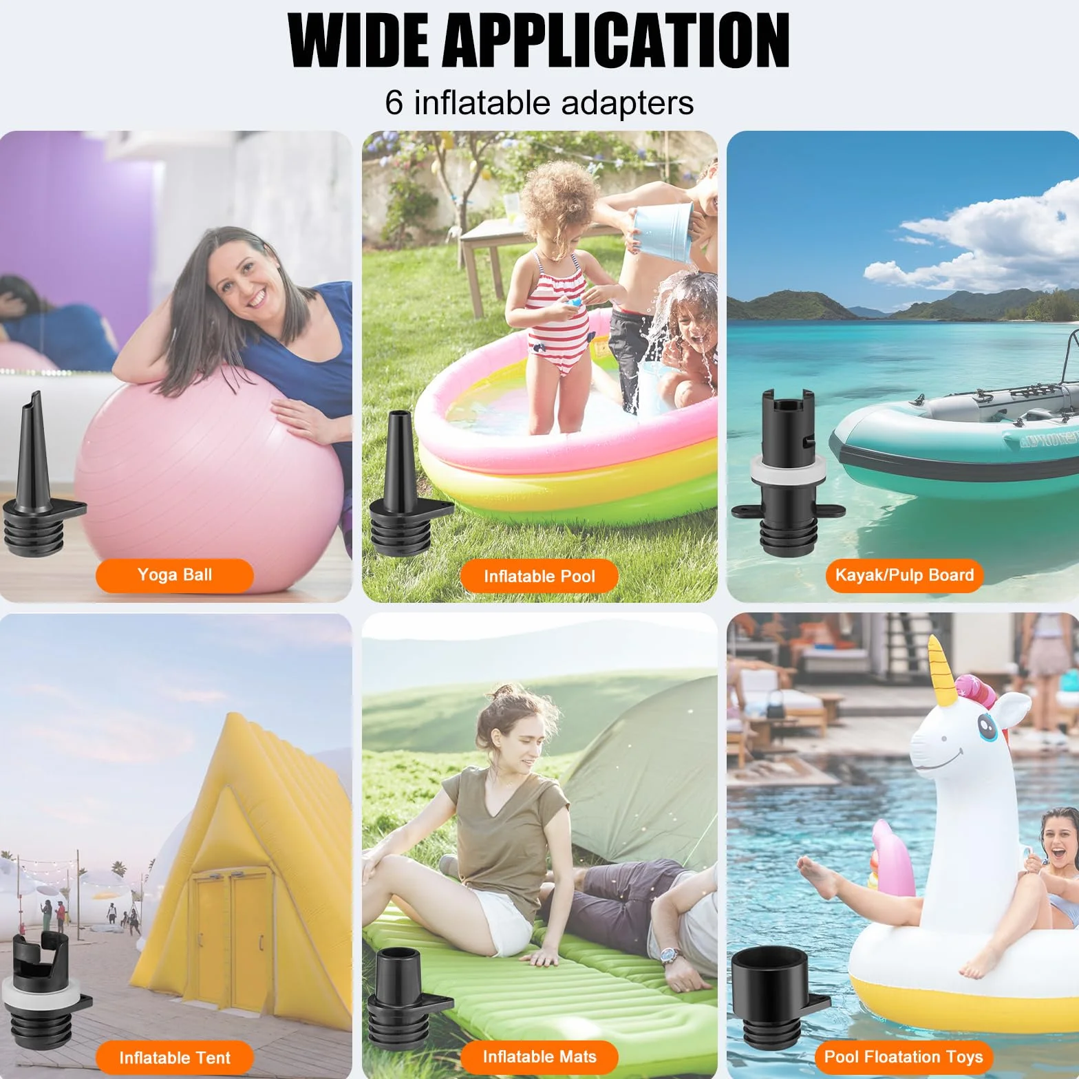 SUP Bomba eléctrica inflable, 12000 mAh, recargable, portátil, inflado/desinflado con 6 boquillas y cable de carga para encendedor de cigarrillos, kayaks, colchones