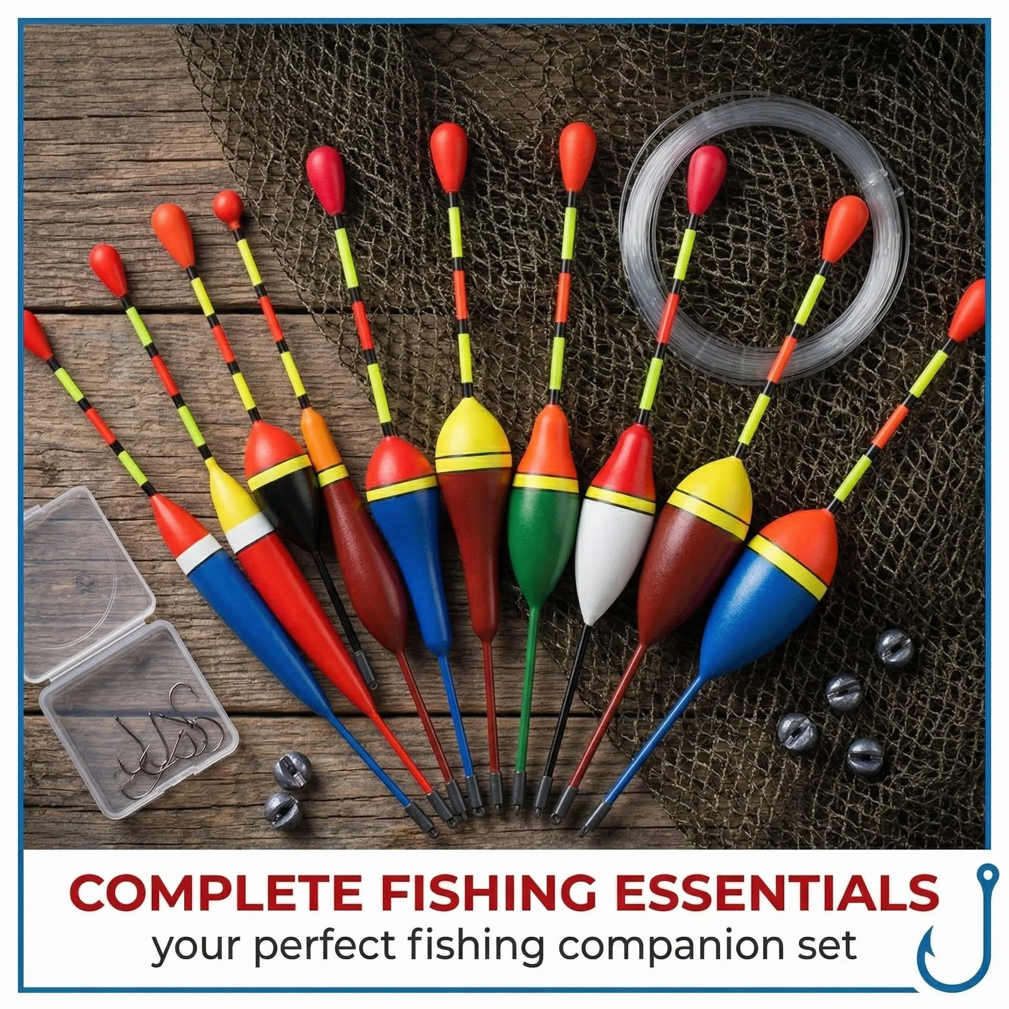 10 Piezas Set de Boyas de Pesca - Flotadores para Pesca y Boyas de Trucha con Plomos de Pesca - Kit Completo para Lagos, Estanques y Ríos (10 Tamaños)