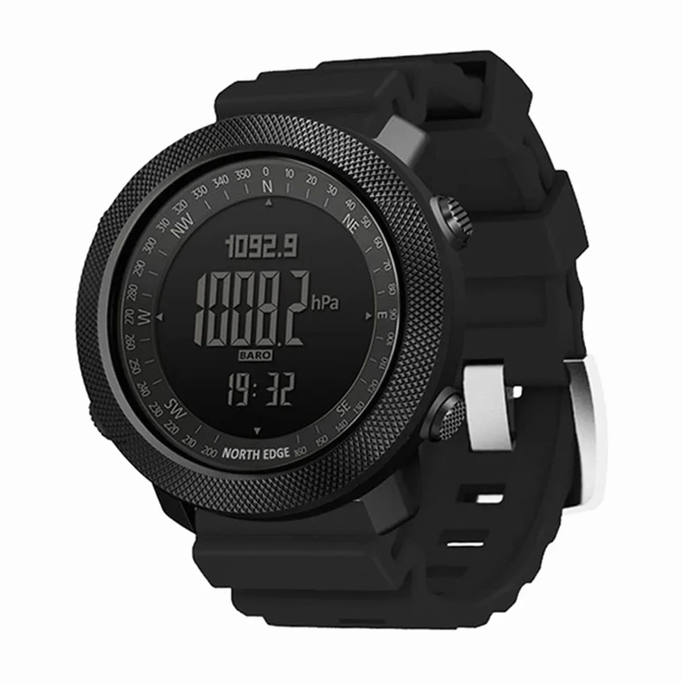 Reloj inteligente deportivo al aire libre, reloj táctico de silicona con altímetro, barómetro, brújula y termómetro, reloj militar impermeable hasta 50 m, rastreador de fitness multifuncional
