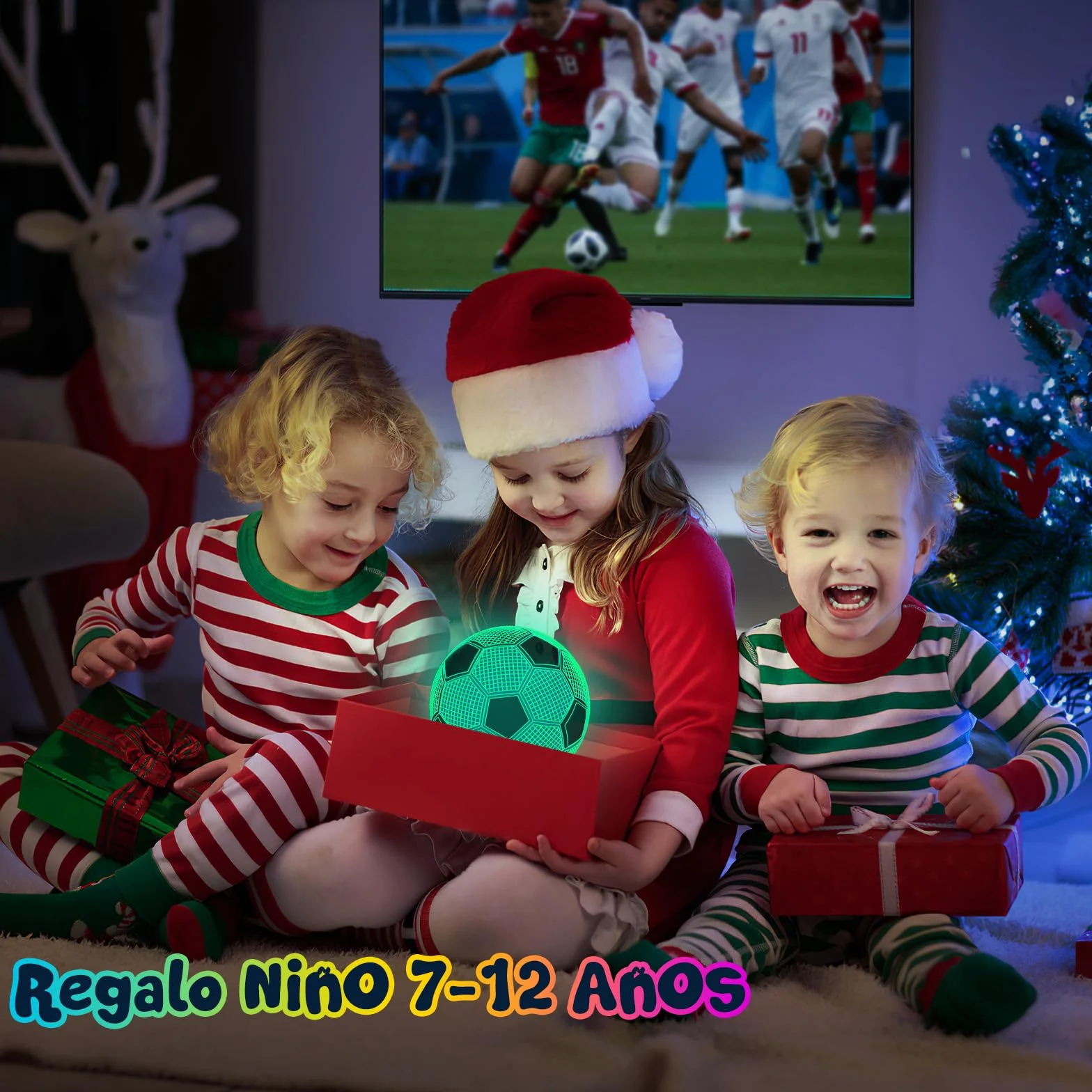 Linkax Luz Nocturna 3D Fútbol Infantil LED 16 Colores Control Remoto Táctil