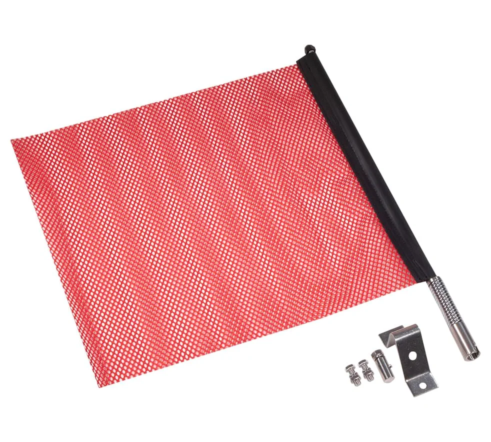 Mytee Products EZ Mount Bandera de advertencia roja de 45,72 x 45,72 cm, bandera de seguridad cumple con DOT | Carga de resorte rápida y fácil de desconectar – 2 unidades