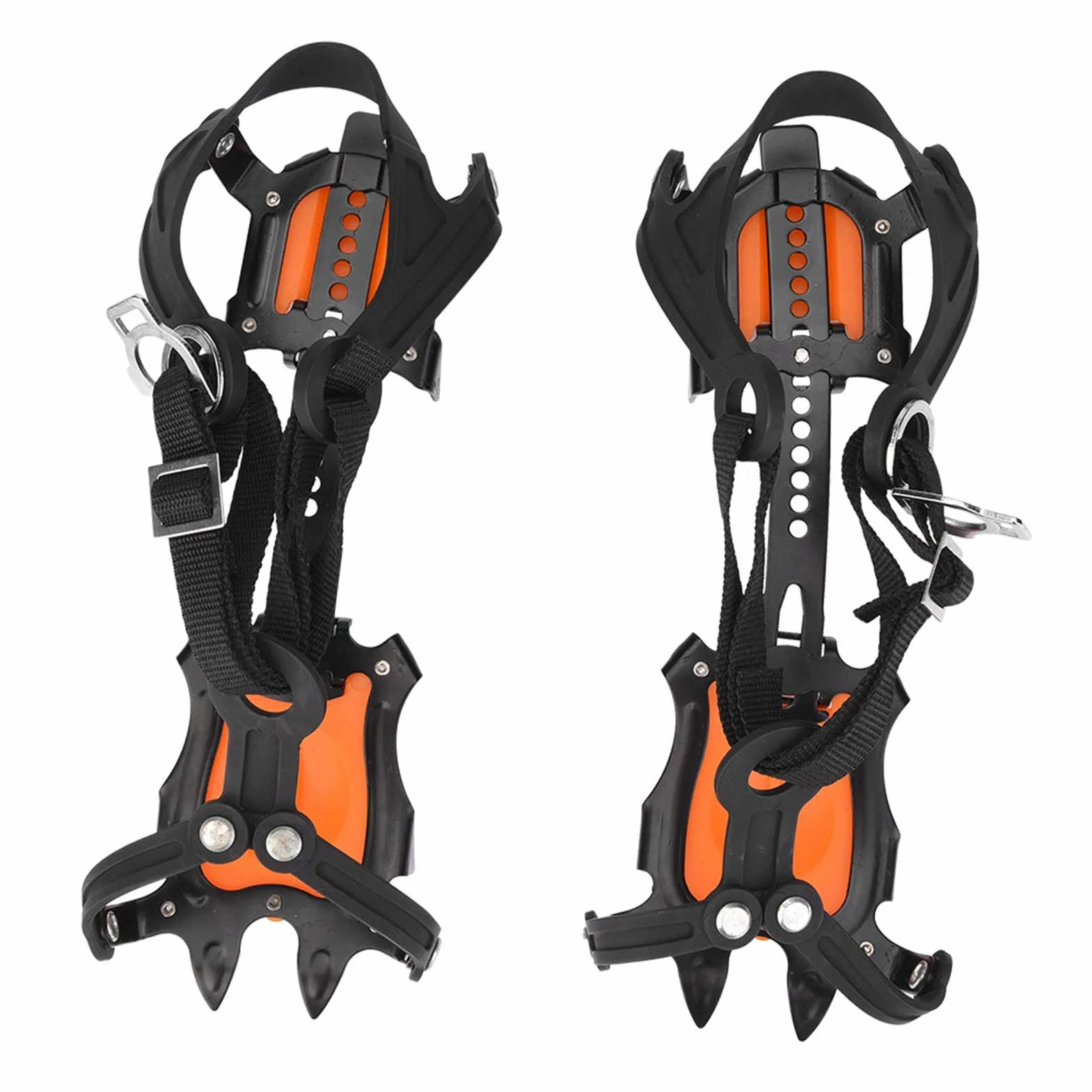 Crampones de Nieve 10 Dientes con Garra Ajustable para Botas de Senderismo