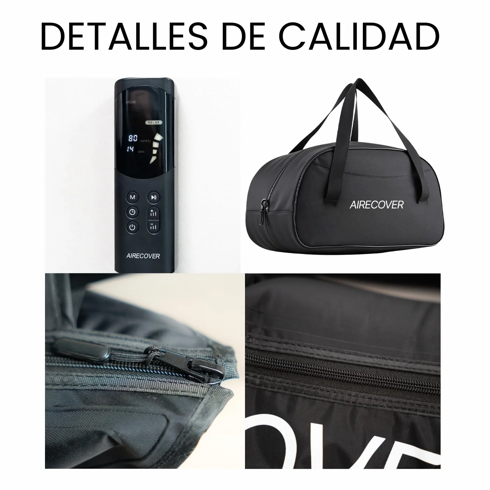 Presoterapia para Casa, Masajeador de Piernas y Pies 4 Cámaras de Aire, 6 Modos, 9 Niveles, 40-200 mmHg