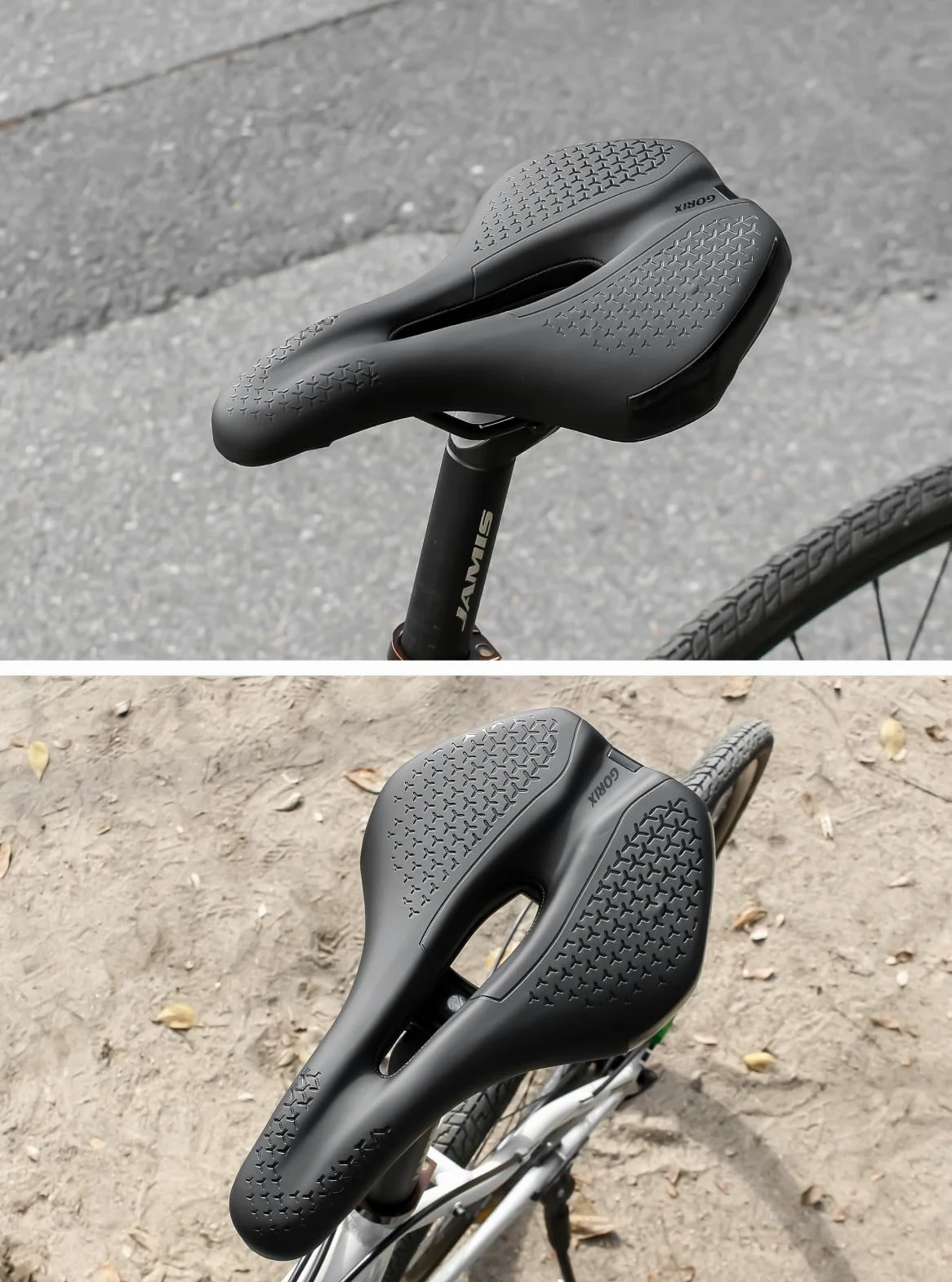 GORIX Asiento de sillín de bicicleta grueso y cómodo, nariz corta, absorción de impactos, bicicleta de carretera de montaña (ADV-ShortFly210)
