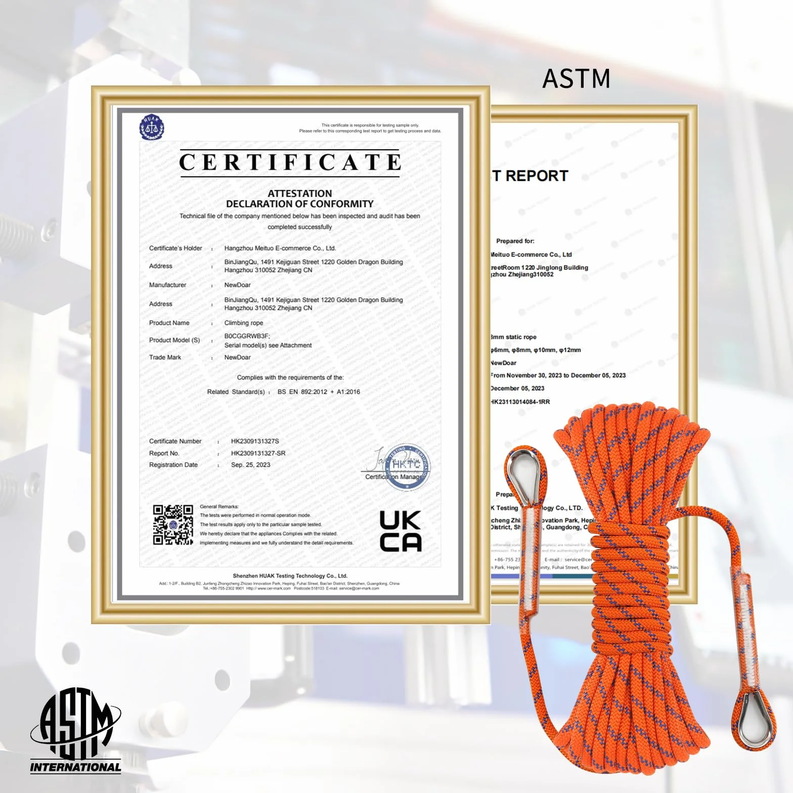 NewDoar 14KN - Cuerda de Escalada estática (8 mm, Cuerda para Equipo, 10 m, 20 m, 30 m, 50 m, Cuerda de evacuación con 2 mosquetones para Escalada en Hielo, Cuerda de Rescate contra Incendios,