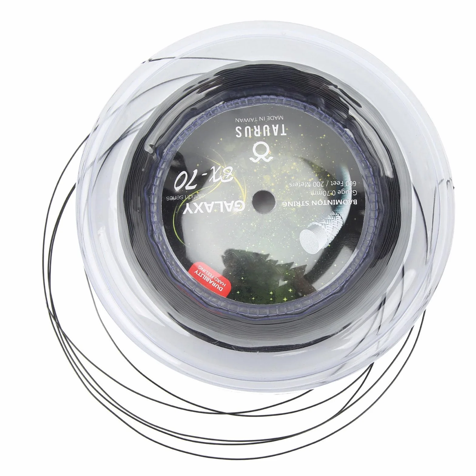 Cuerda de Raqueta de Bádminton Profesional, Piezas de Repuesto de Bobina de 0,7mm y 200m, Color Brillante de Alta Elasticidad (Black)
