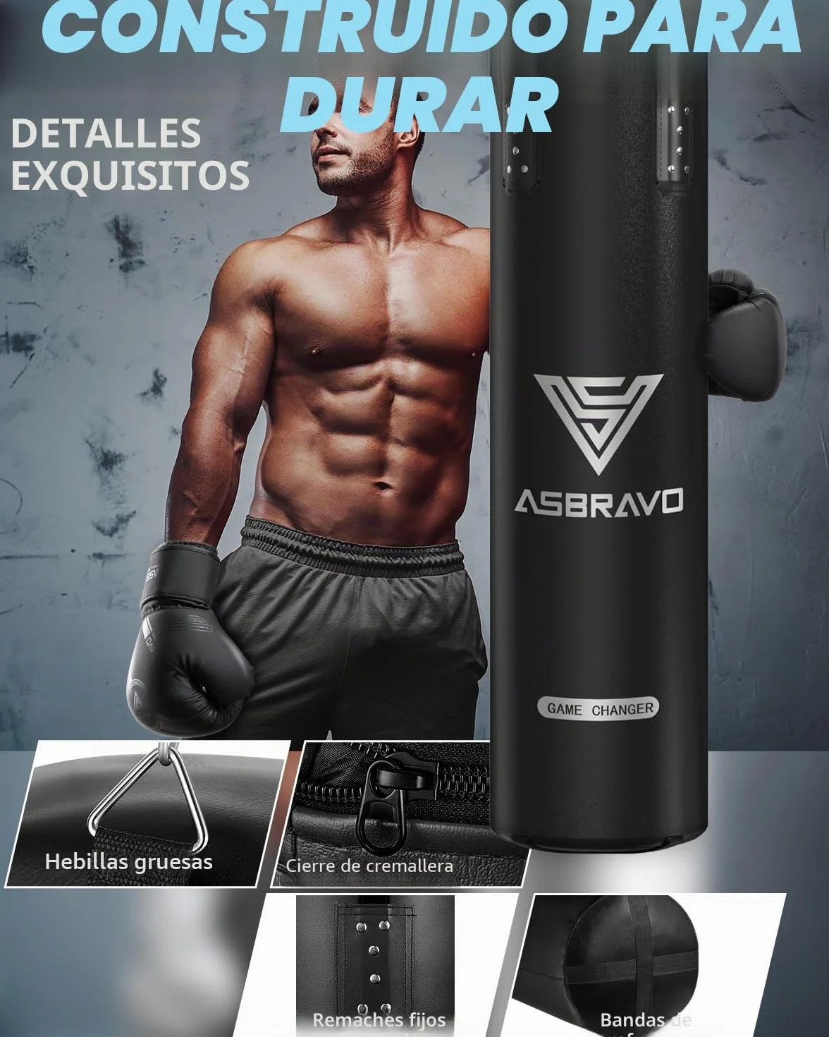 Saco de boxeo para adultos, juego de saco de boxeo pesado de poliuretano de 12 onzas, guantes para artes marciales mixtas, Muay Thai, kickboxing, gimnasio en casa, artes marciales (sin