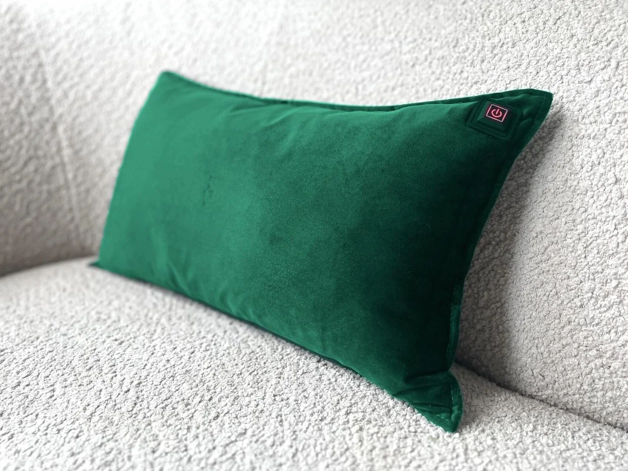 Almohadilla térmica infrarroja Powerbank 30×50 cm terciopelo inalámbrico con cable integrado verde oscuro
