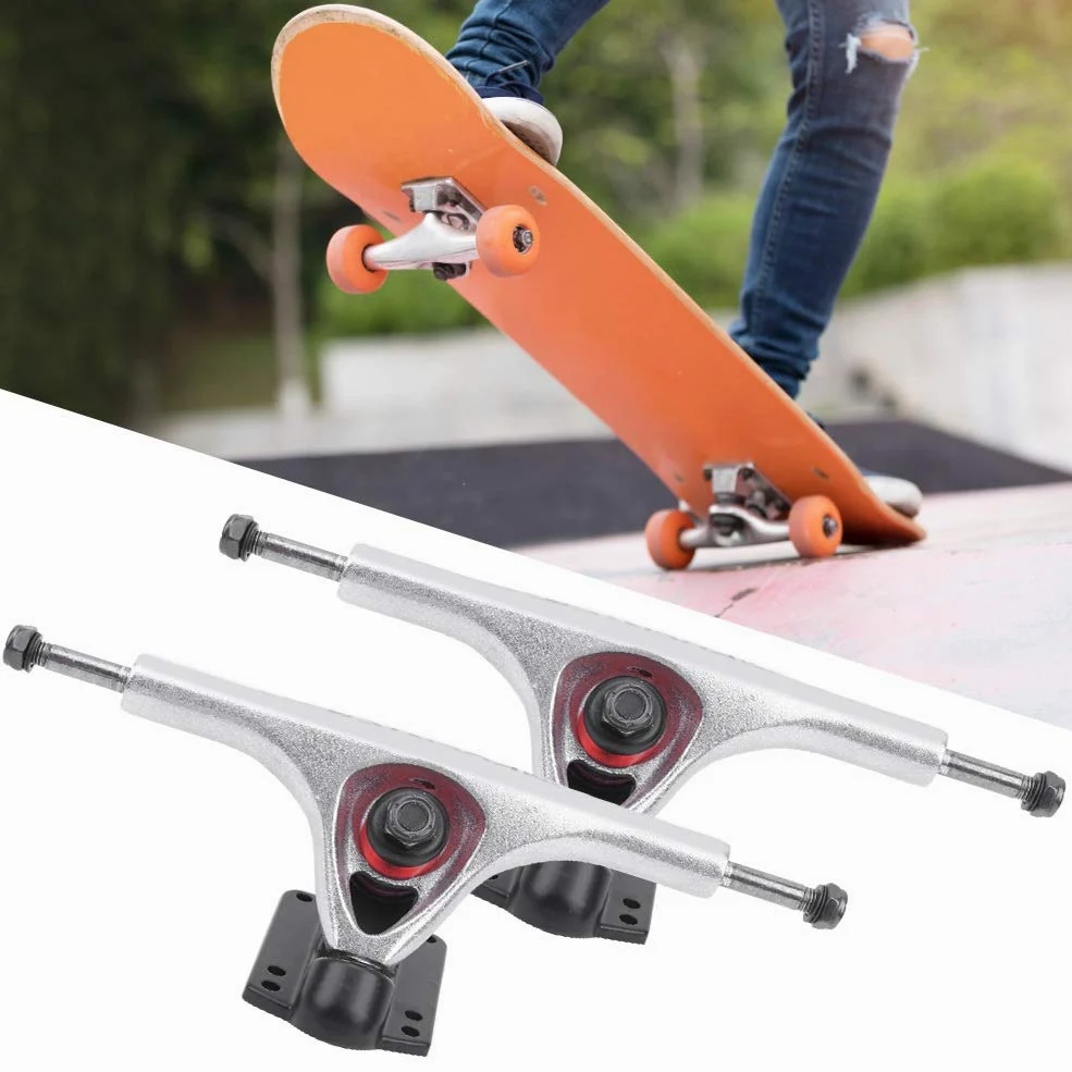 Tiiyee Eje de Monopatín, Longboard Camiones Patinar Aleación Aluminio Longboards Trucks Skateboard Truck Transmisión Skate Trueno Pulido Ejes Monopatines para Accesorio Monopatíns(Plata)