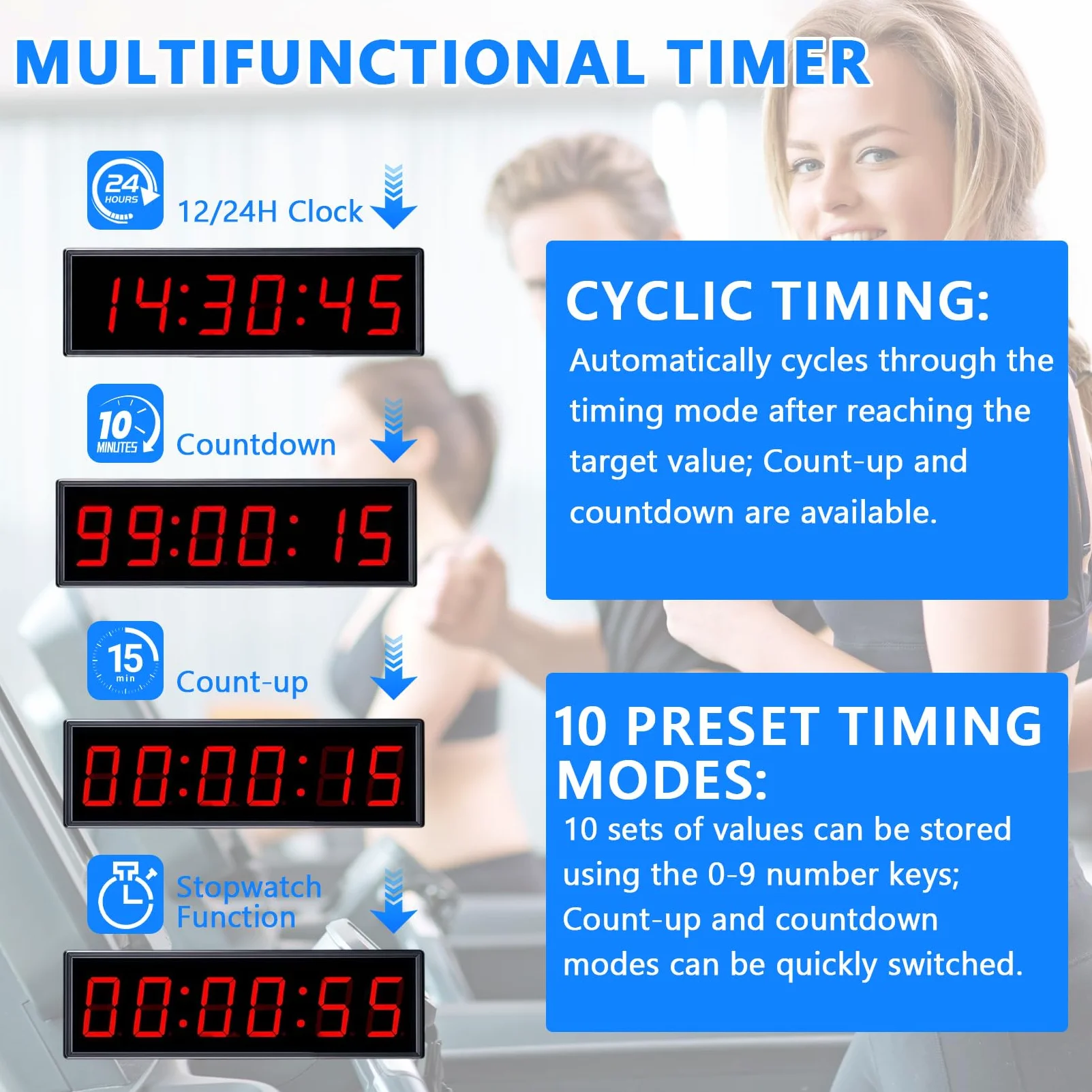 Temporizador Cuenta Regresiva 2.3'', Cronómetro atrás LED 6 Dígitos | 12/24H Trípode Cronómetro,Mando a Distancia,Brillo Ajustable,Reloj Cuenta Regresiva para Competiciones,Entrenamiento Físico