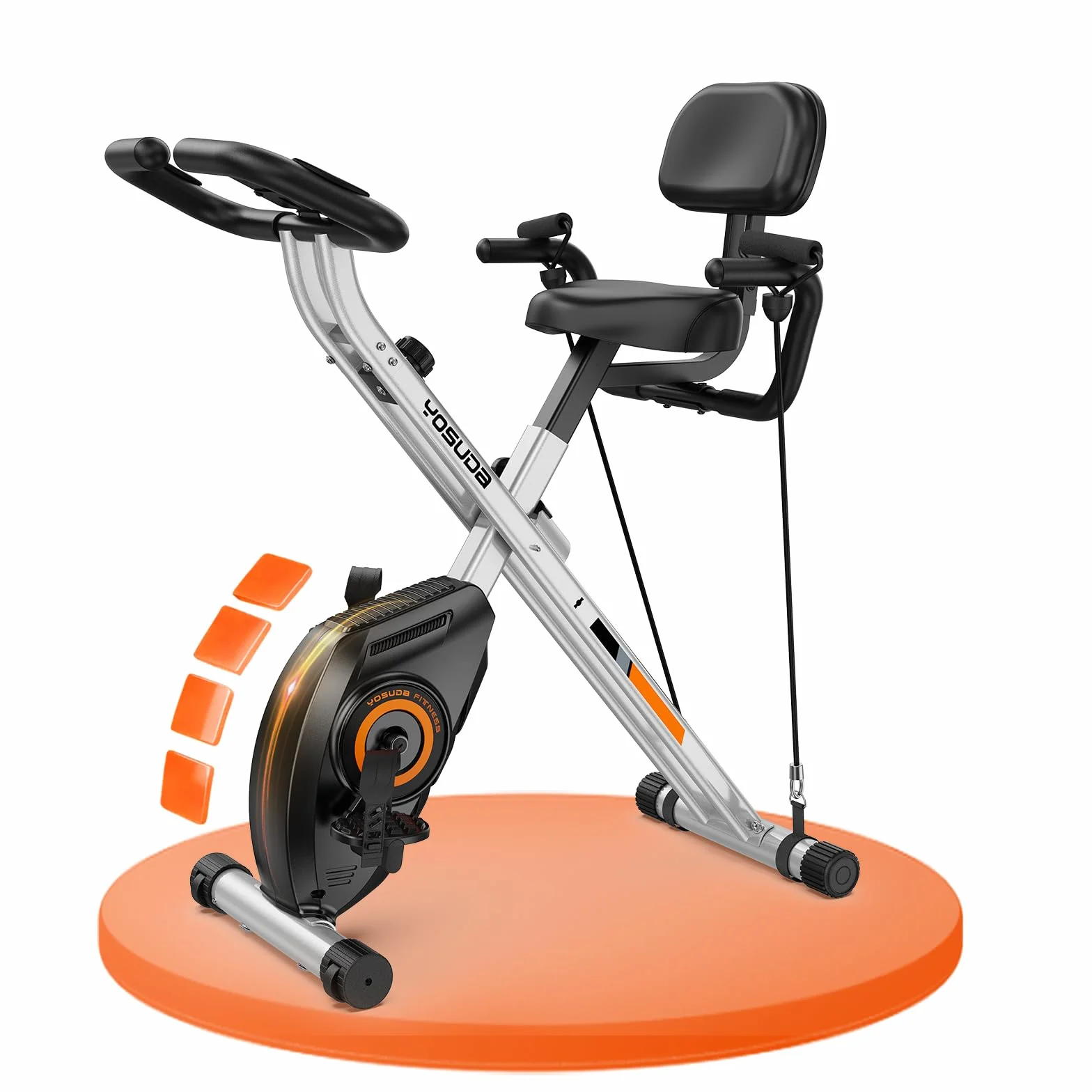 YOSUDA Bicicleta estática plegable, bicicleta estática plegable, bicicleta estática ahorra espacio con banda de resistencia incorporada