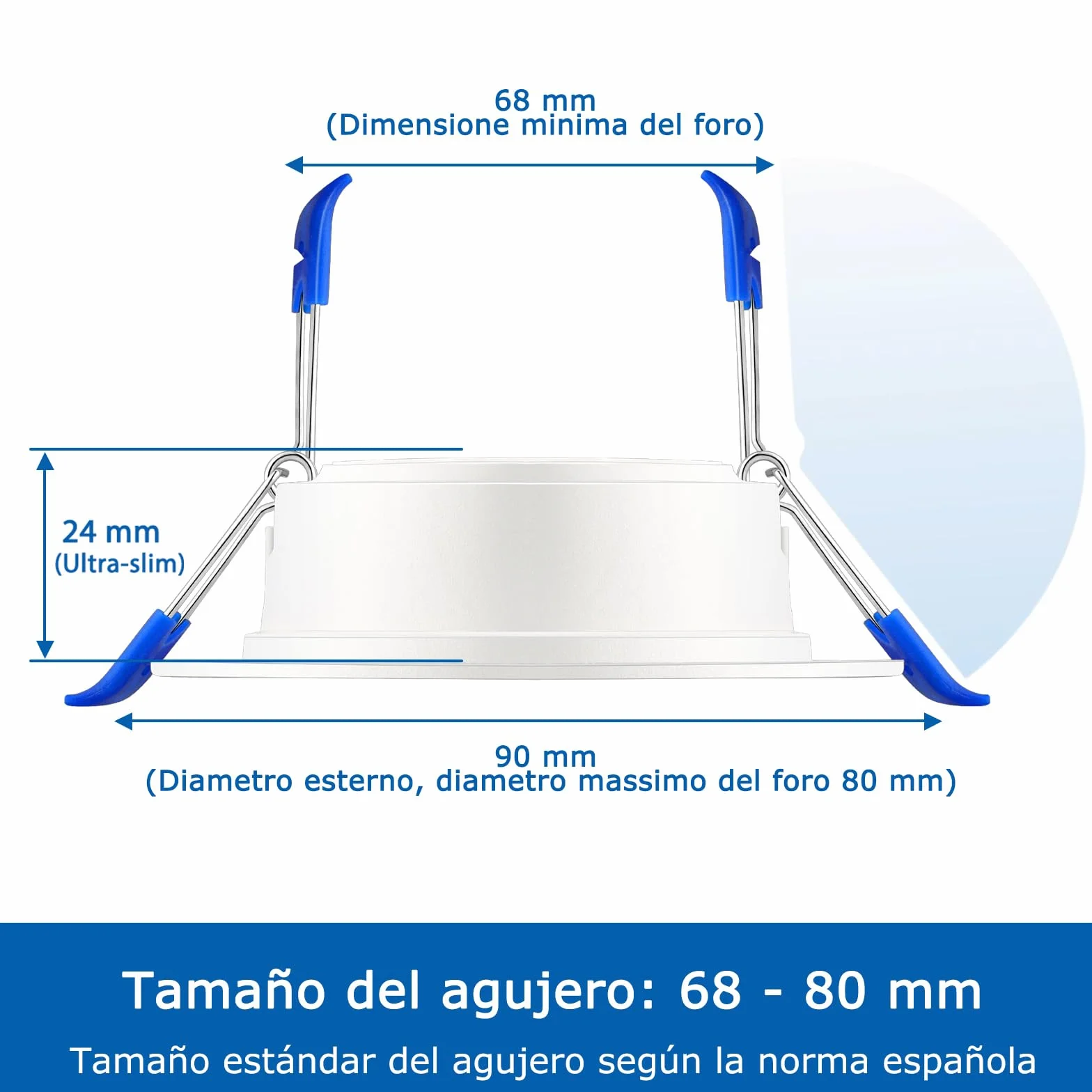 ZIZZLER Downlight Led Empotrable 6000K Blanco Frio 5W IP44 Corte 68-80mm Pack 40 220V-240V