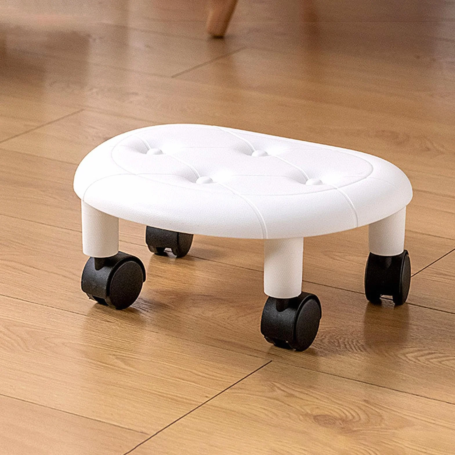 Silla de Ruedas Baja Giratoria 360° para Belleza, Salón de Uñas, Spa