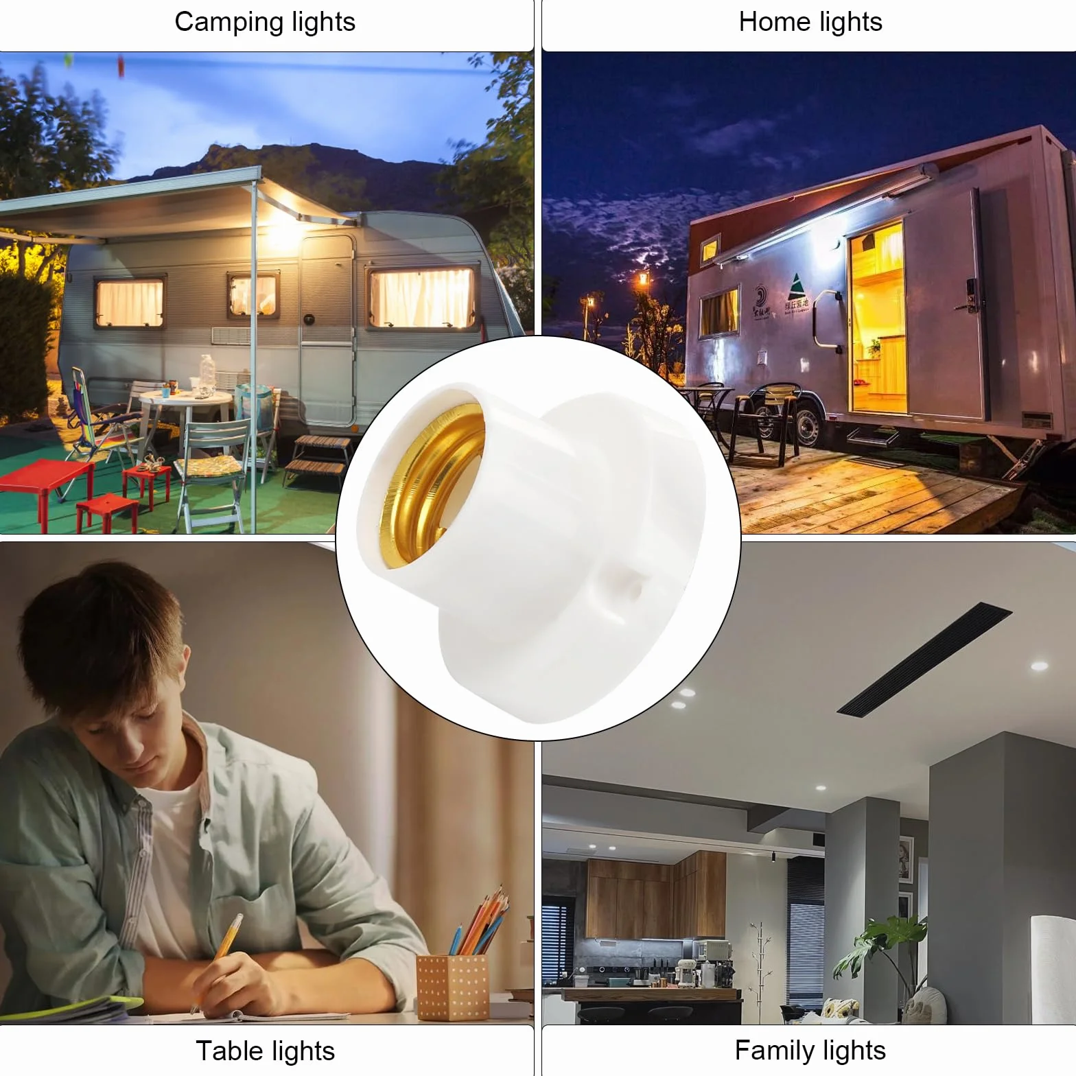 DAWRIS 4 piezas portalámparas impermeables E27 plástico ABS techo blanco