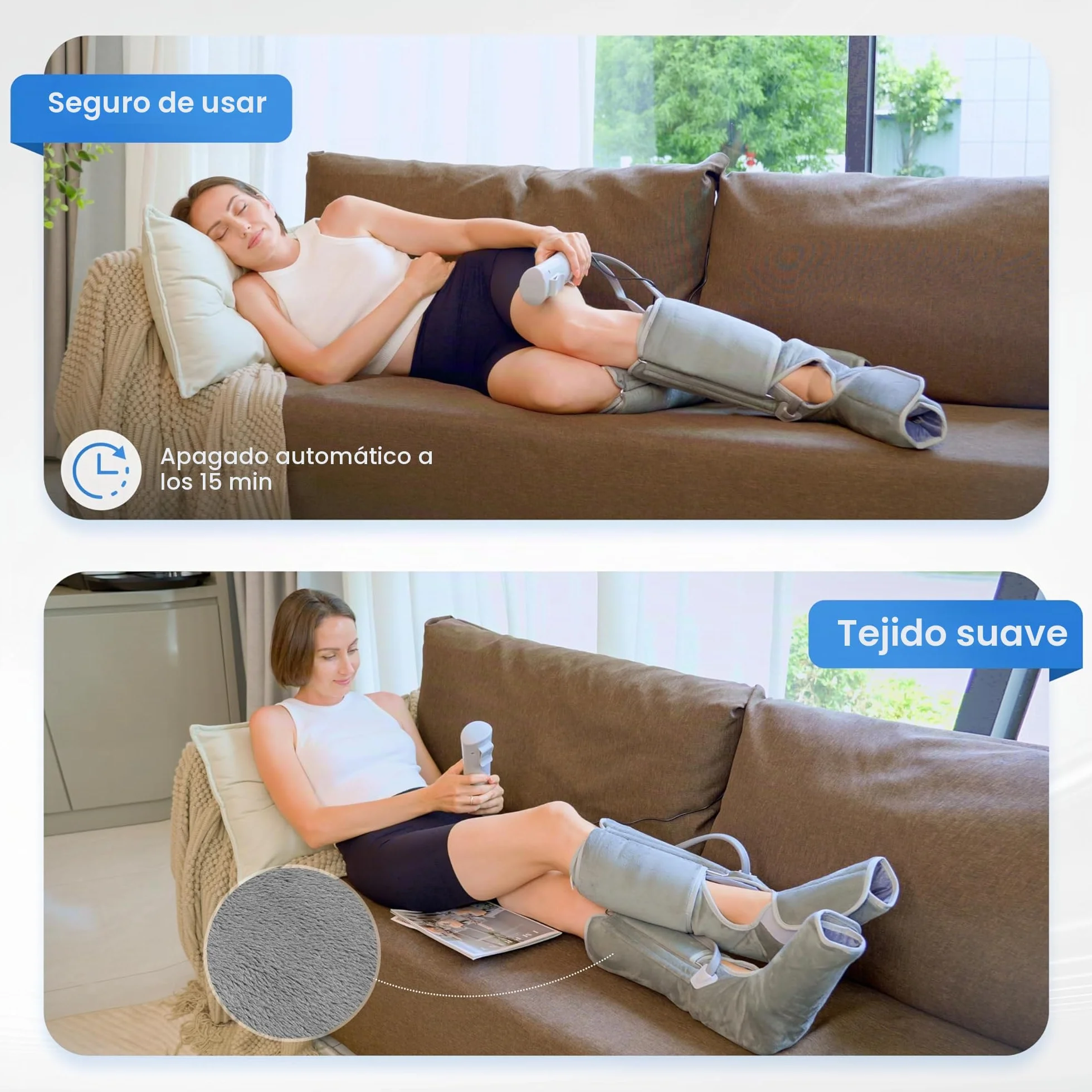 COMFIER Masajeador de Piernas con Compresión y Calor, Botas de Masaje para Pantorrillas y Pies, 3 Intensidades, Regalo