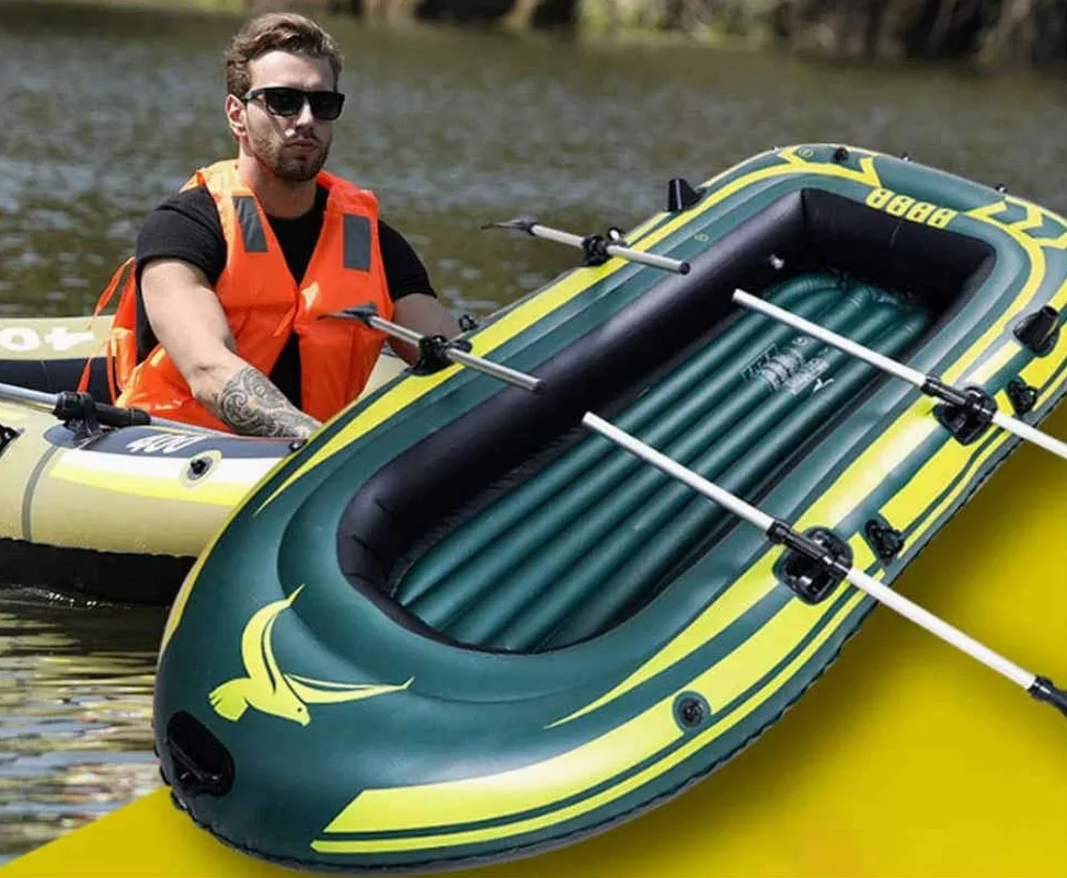 Kayak hinchable para 5 personas con remo y bomba de aire, diseño plegable, carga máxima de 400 kg, ideal para aventuras al aire libre