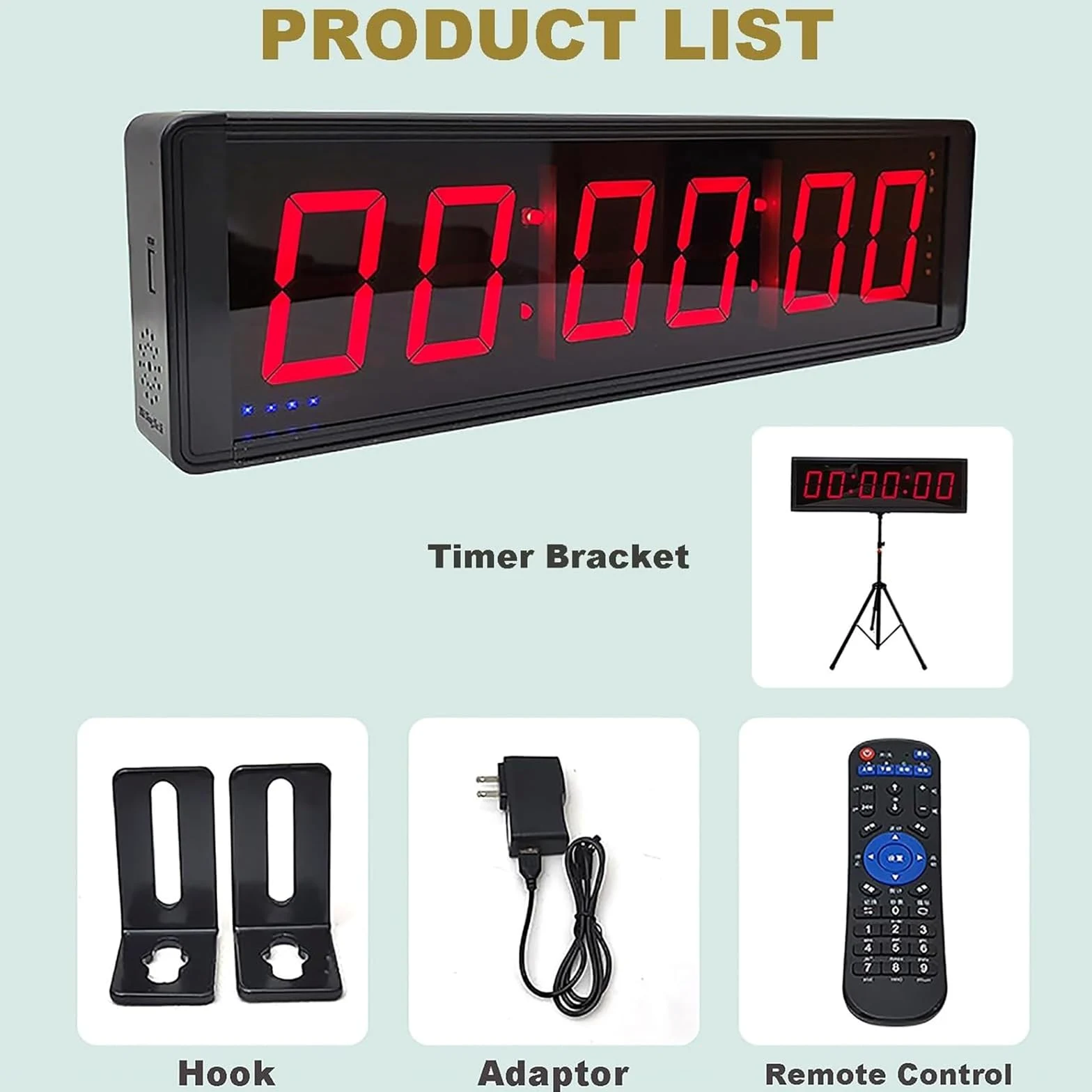 NGARY Reloj De Carrera Led, Temporizador De Doble Cara De 6 Dígitos De 1,5 Pulgadas con Trípode, Sincronización Positiva/Ciclo/cronómetro/Modo De Cuenta Regresiva Y 20 Grupos De Memoria De Datos
