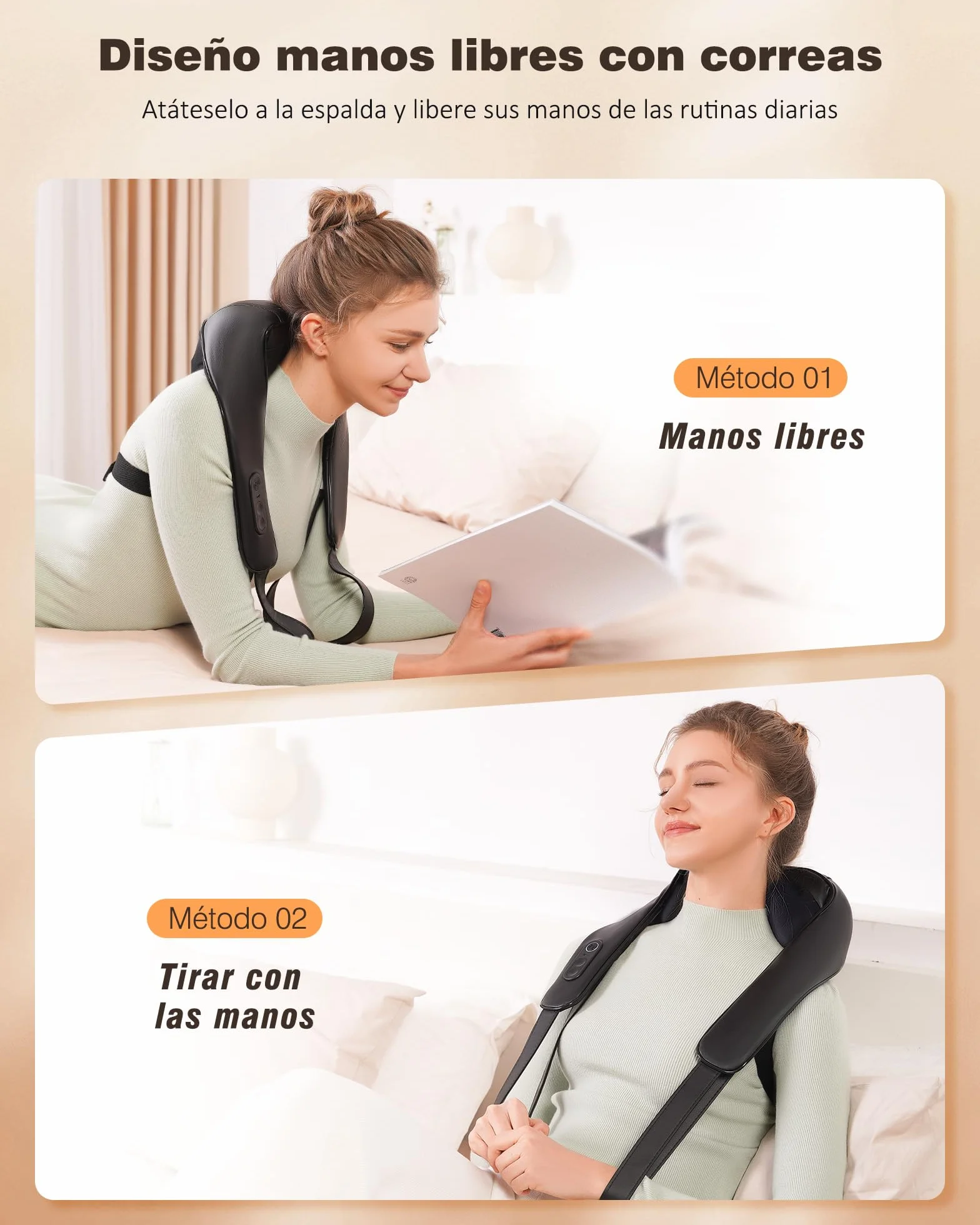 Masajeador cervical y espalda inalámbrico Shiatsu 4D con calefacción de grafeno, Regalo para mujer hombre