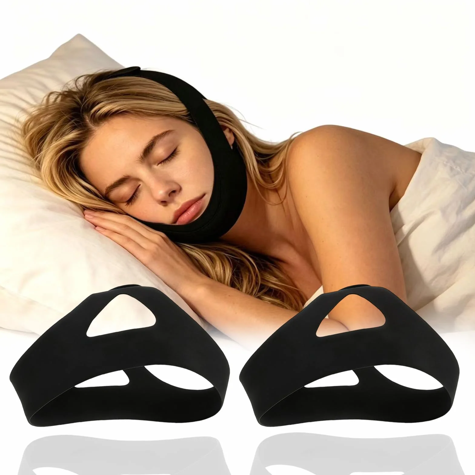 Correa Antironquidos Ajustable Universal para Barbilla, Dispositivo para Reducir Ronquidos y Boca Seca, Compatible con Máscaras de Sueño