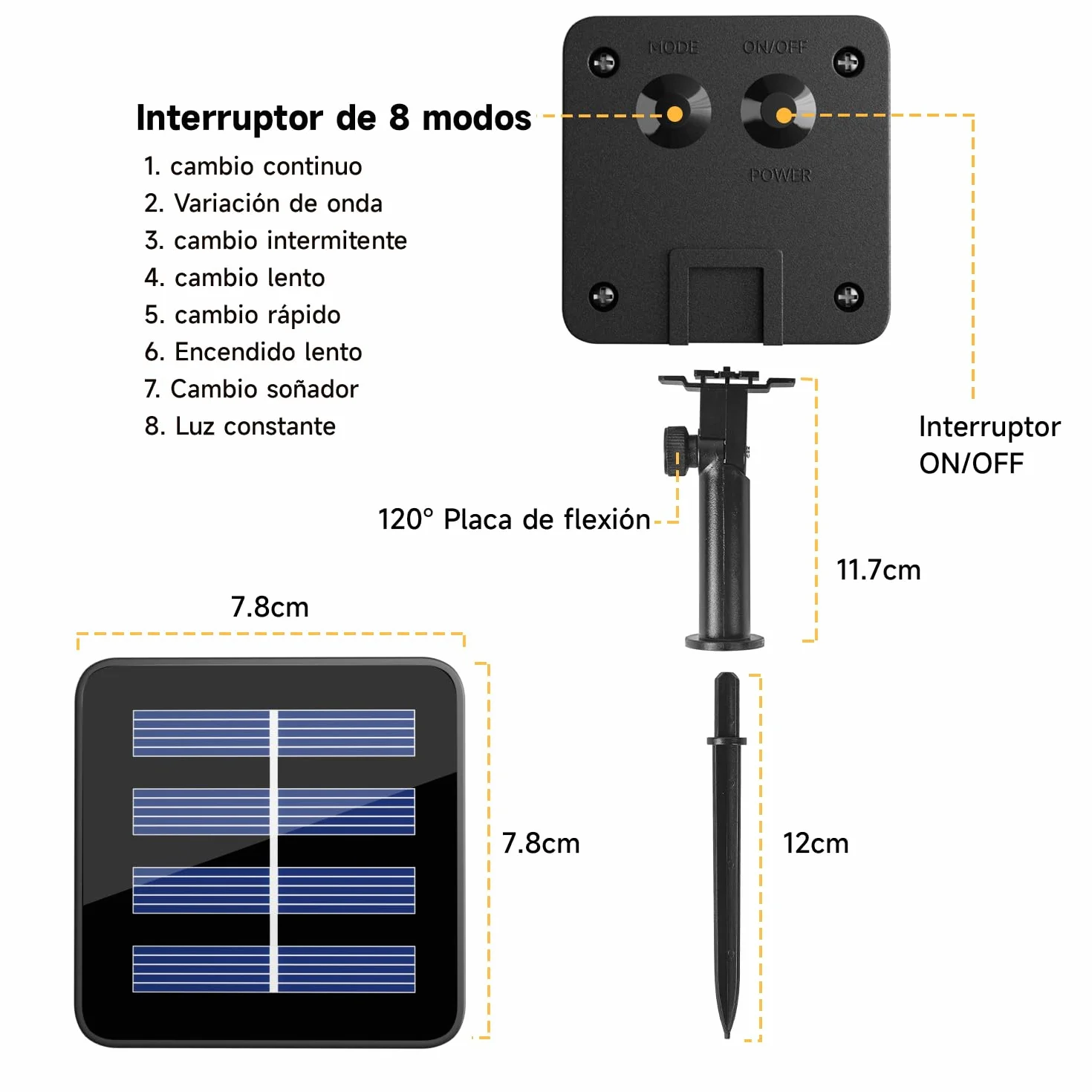 Guirnaldas Luces Exterior Solar 10M 2 Pack, IP65 Impermeable Cadena Solar 8 Modos Blanco Cálido