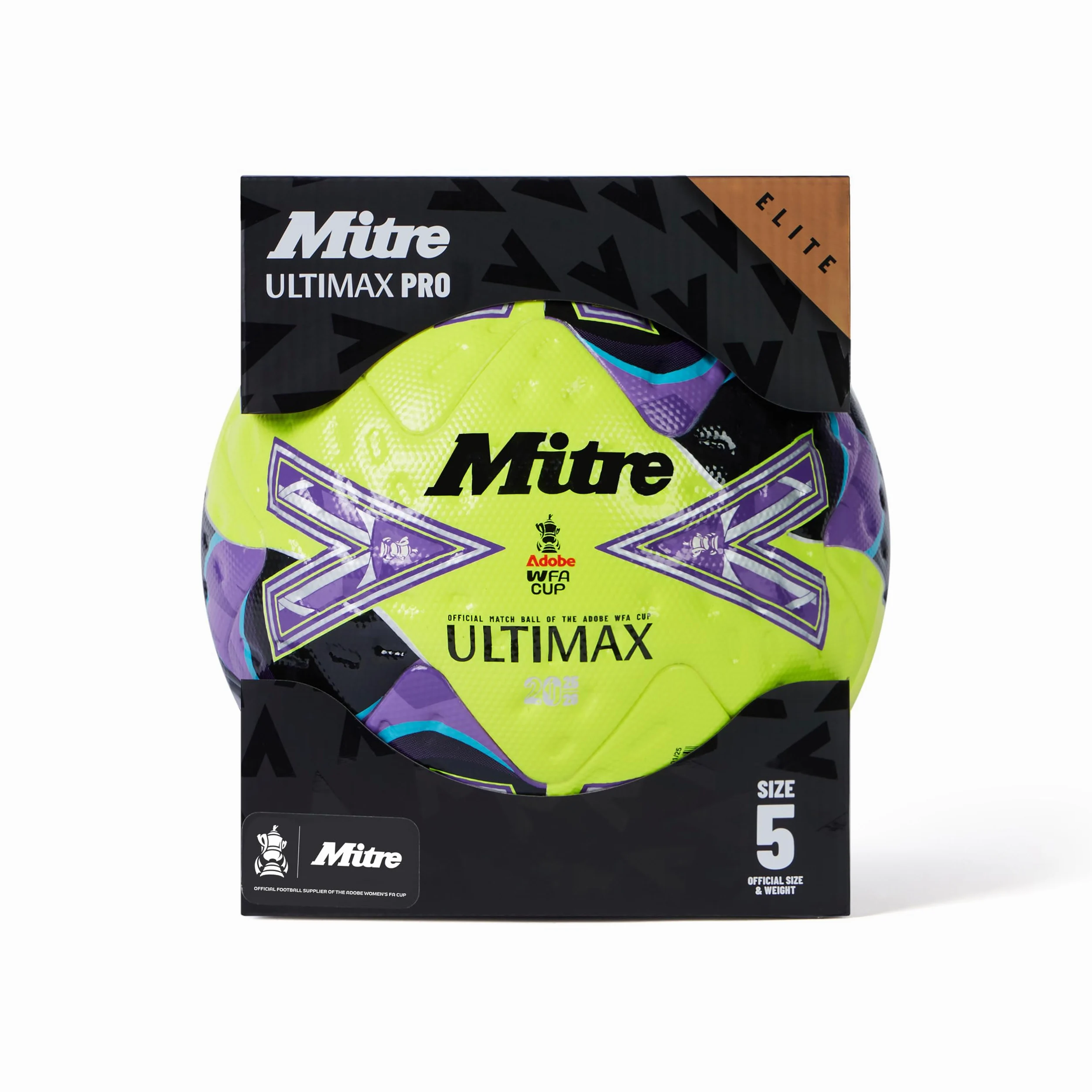 Mitre WFA Cup Main R Ultimax Pro2526 Fútbol para Unisex Adulto, Verde/Púrpura/Negro, 5