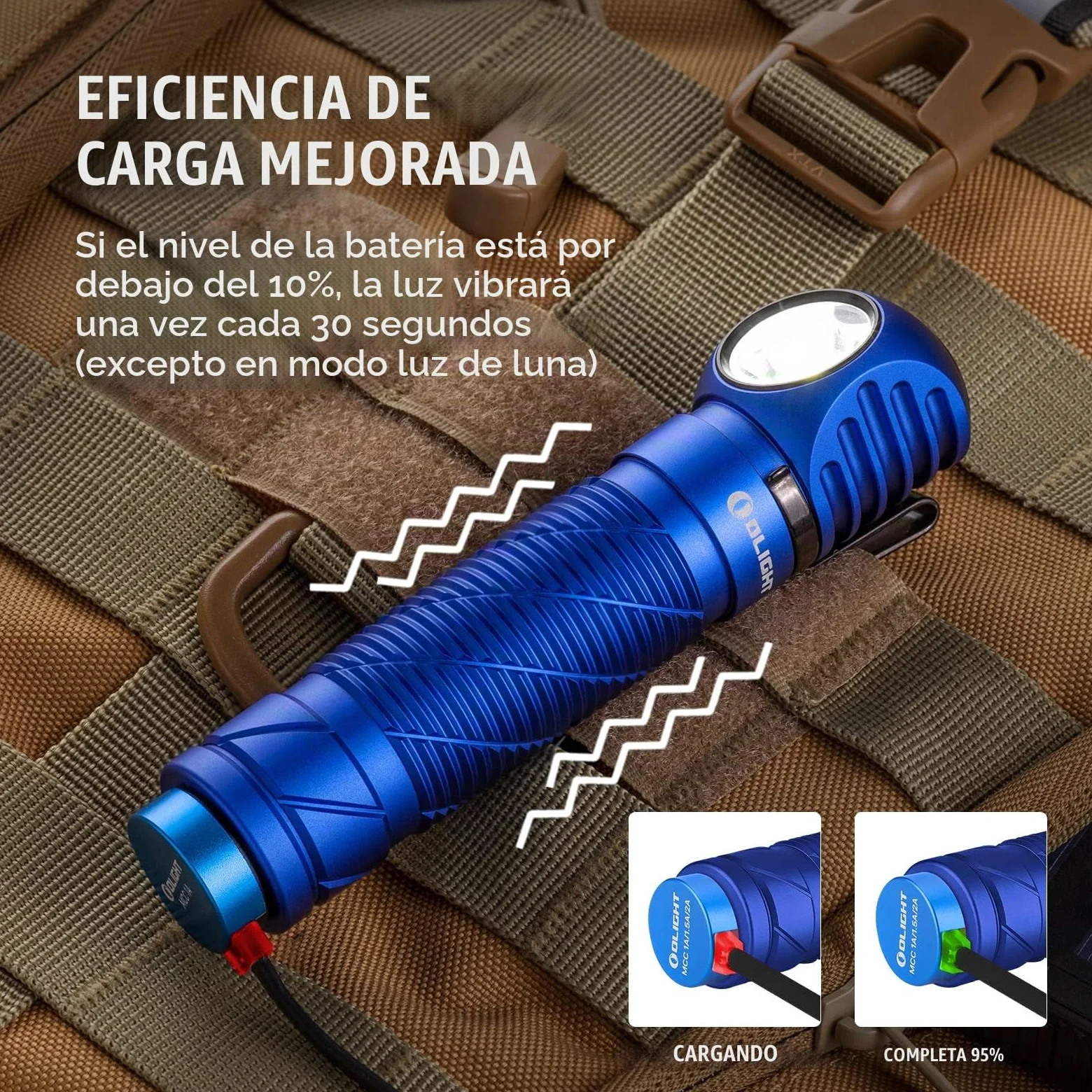 OLIGHT Perun 2 Linterna Frontal Recargable 2500 Lumen 12 Días Máx 166 Metro | Cabeza Frontal LED Alta Potencia 5 Luz Modos Blanco y Rojo Regulable, 150 Metros, Impermeable IPX8, Trabajo, Camping, Azul
