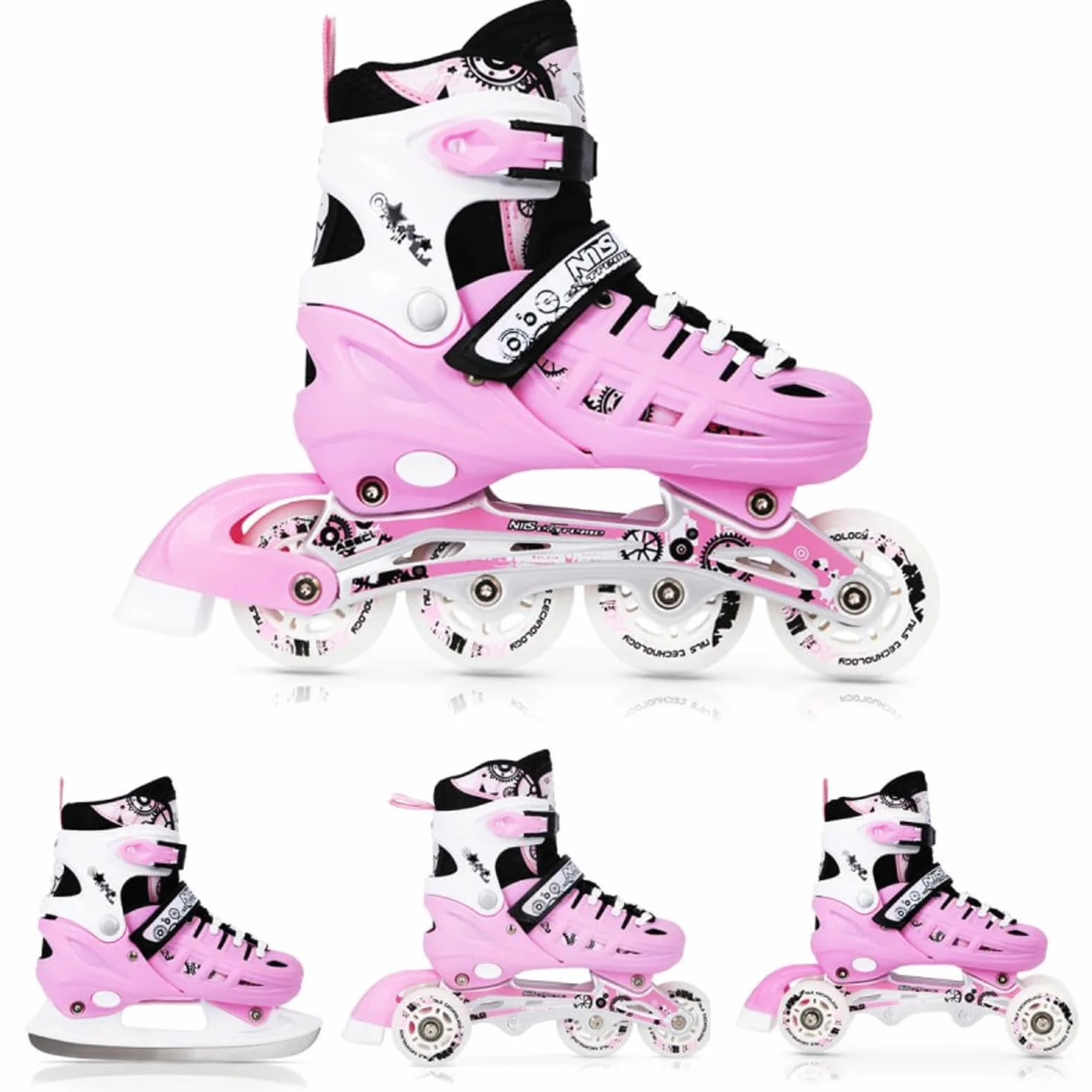 Nils Extreme Rollers en línea 4 en 1 para niños y Adultos - Rodamiento ACEB7 - Ajustable