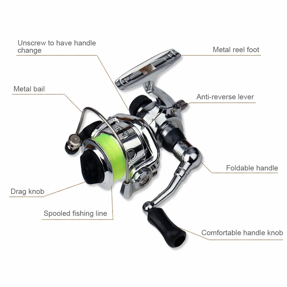 Lixada Caña de pescar plegable telescópica combo kit 1,6 m equipo de pesca